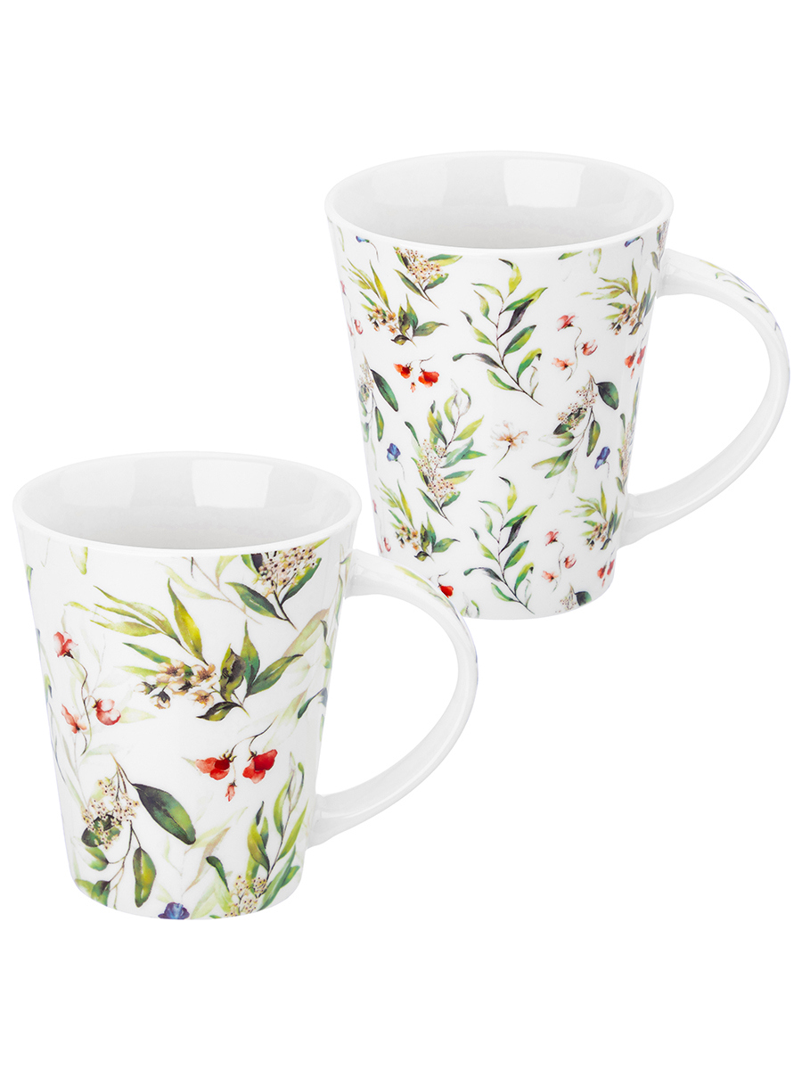 Изображение товара Набор кружек 2 шт 350 мл Elan Gallery Зеленые веточки фарфор