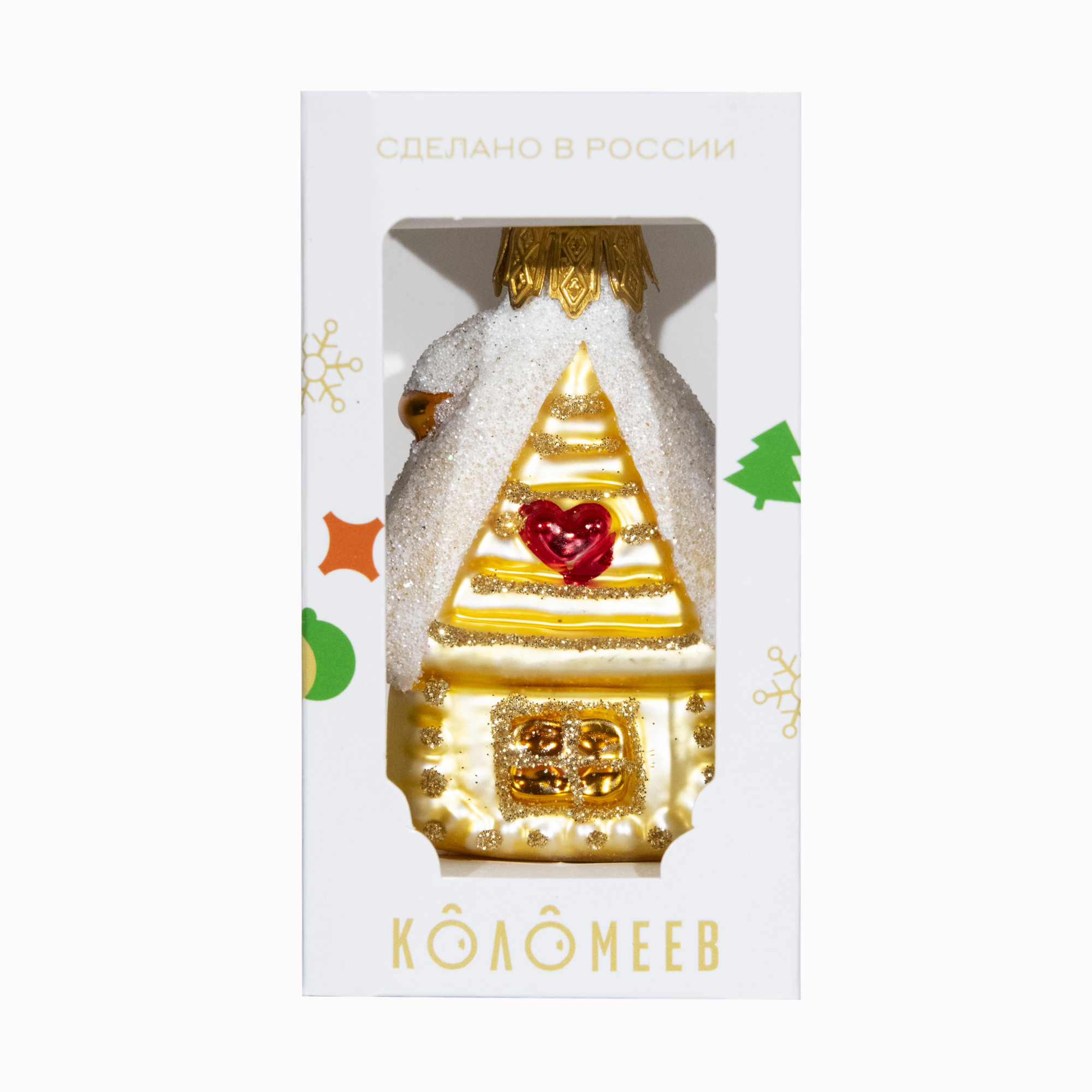 Изображение товара Елочная игрушка стеклянная Коломеев Уютный домик разноцветная 9x5 см