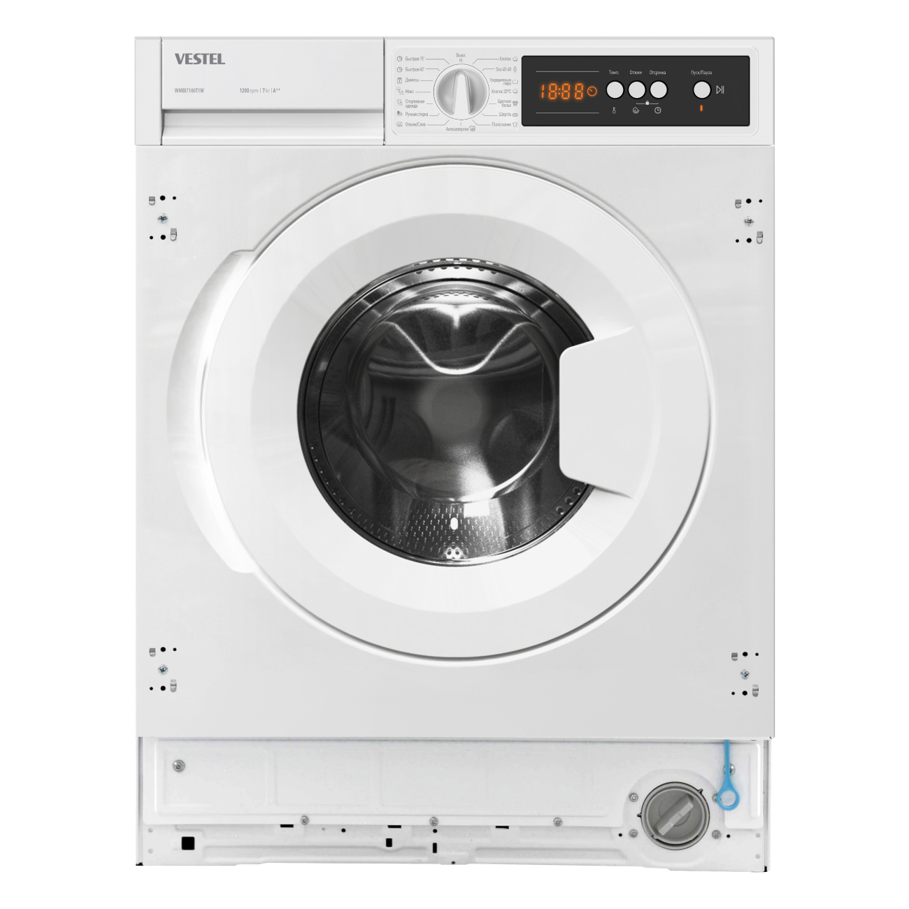 Изображение товара Встраиваемая стиральная машина VESTEL WMBI7100T1W 7 кг 1200 обмин белая