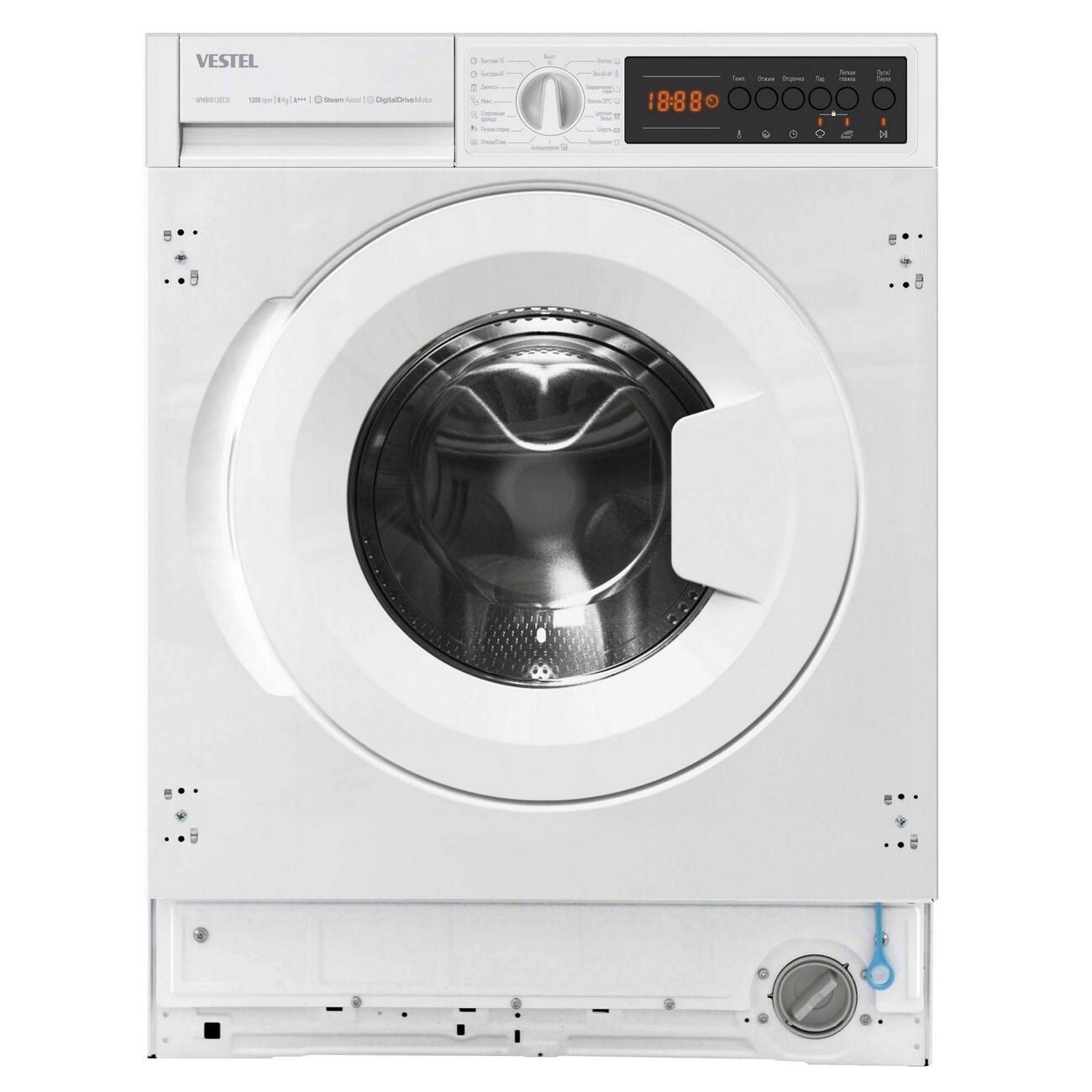 Изображение товара Стиральная машина встраиваемая VESTEL WMBI8120T2I загрузка 8кг 60x55x82 см