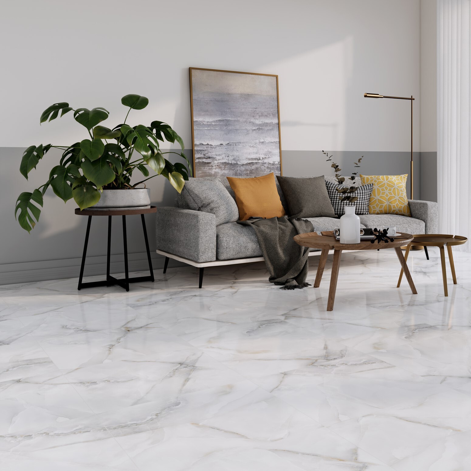 Изображение товара Керамогранит Eurotile Onyx 60x60 см серый/серебристый
