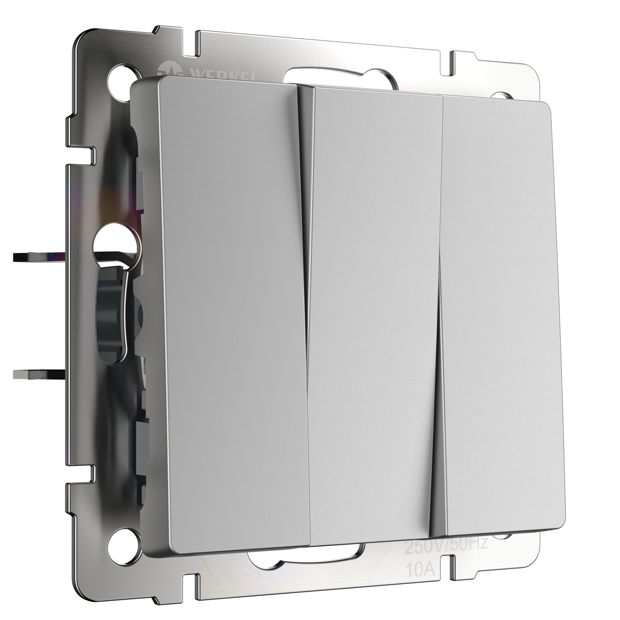 Изображение товара Выключатель встраиваемый Werkel Встраиваемые механизмы a050876 3 клавиши цвет серебряный