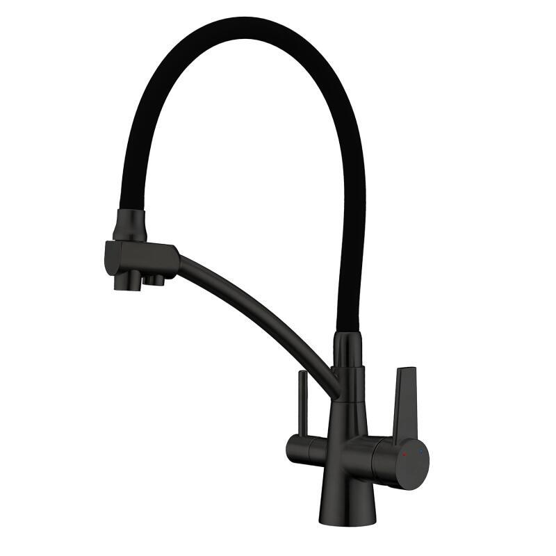 Изображение товара Смеситель для кухни Gappo G4398-16 черный с фильтром и гибким изливом