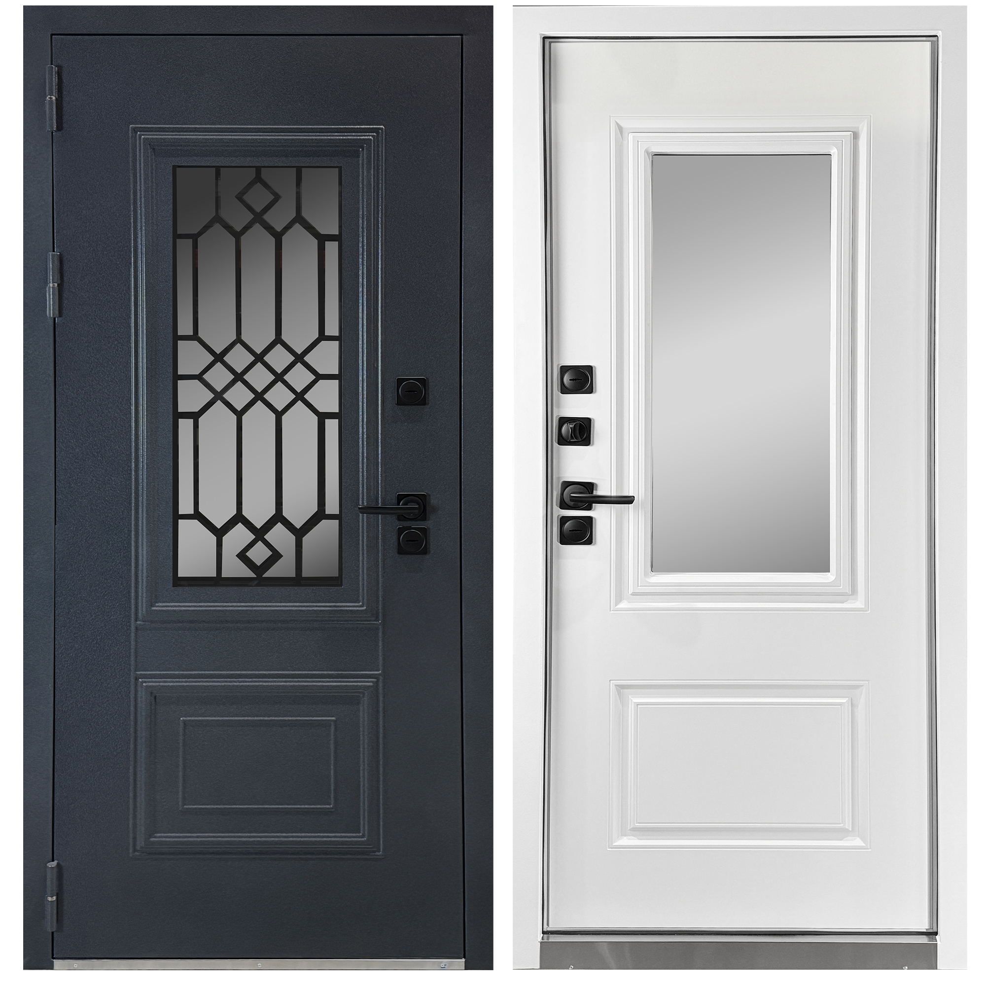 Изображение товара Входная дверь FOREMAN Ф-34 левый графит+белый матовый 205x86 Изображение товара Входная дверь FOREMAN Ф-34 левый графит+белый матовый 205x86