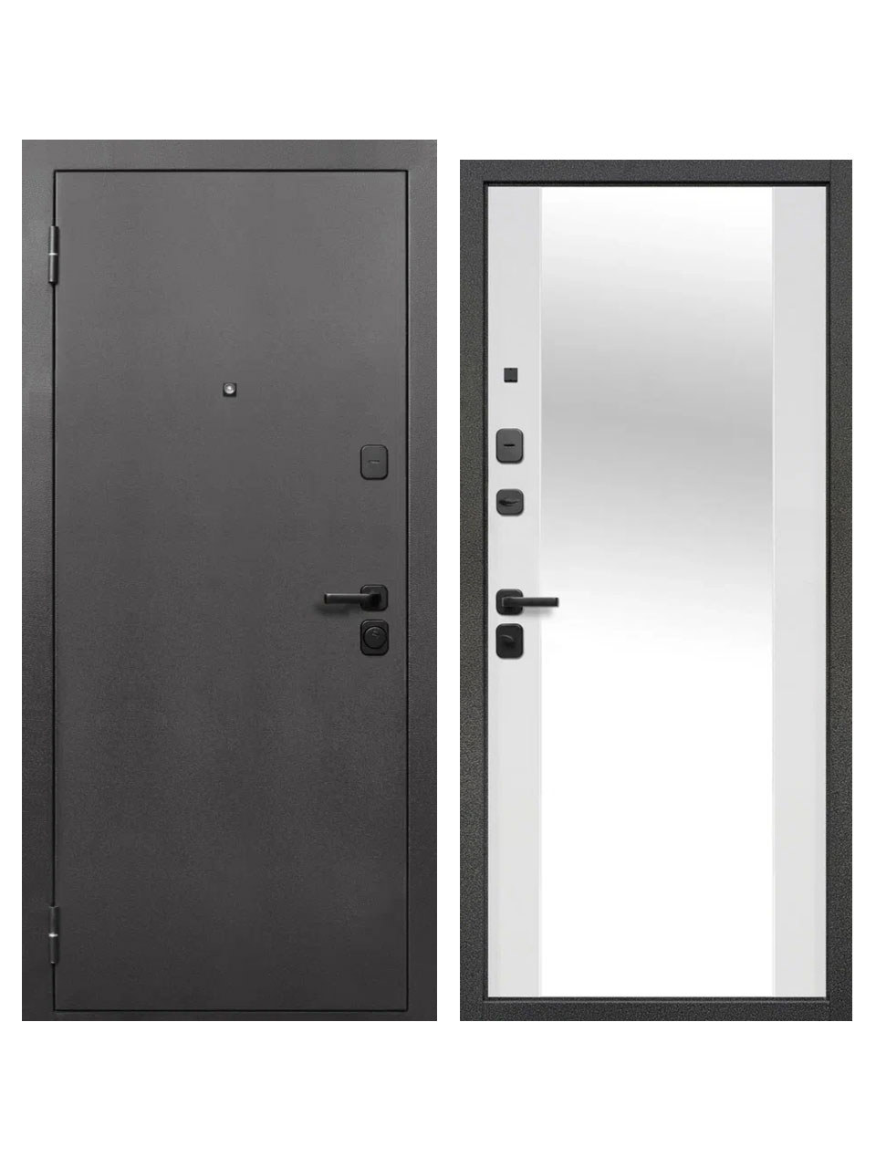 Изображение товара Входная дверь Superlock SL-5 левый 205x86см цвет антик серебро/белый матовый с зеркалом