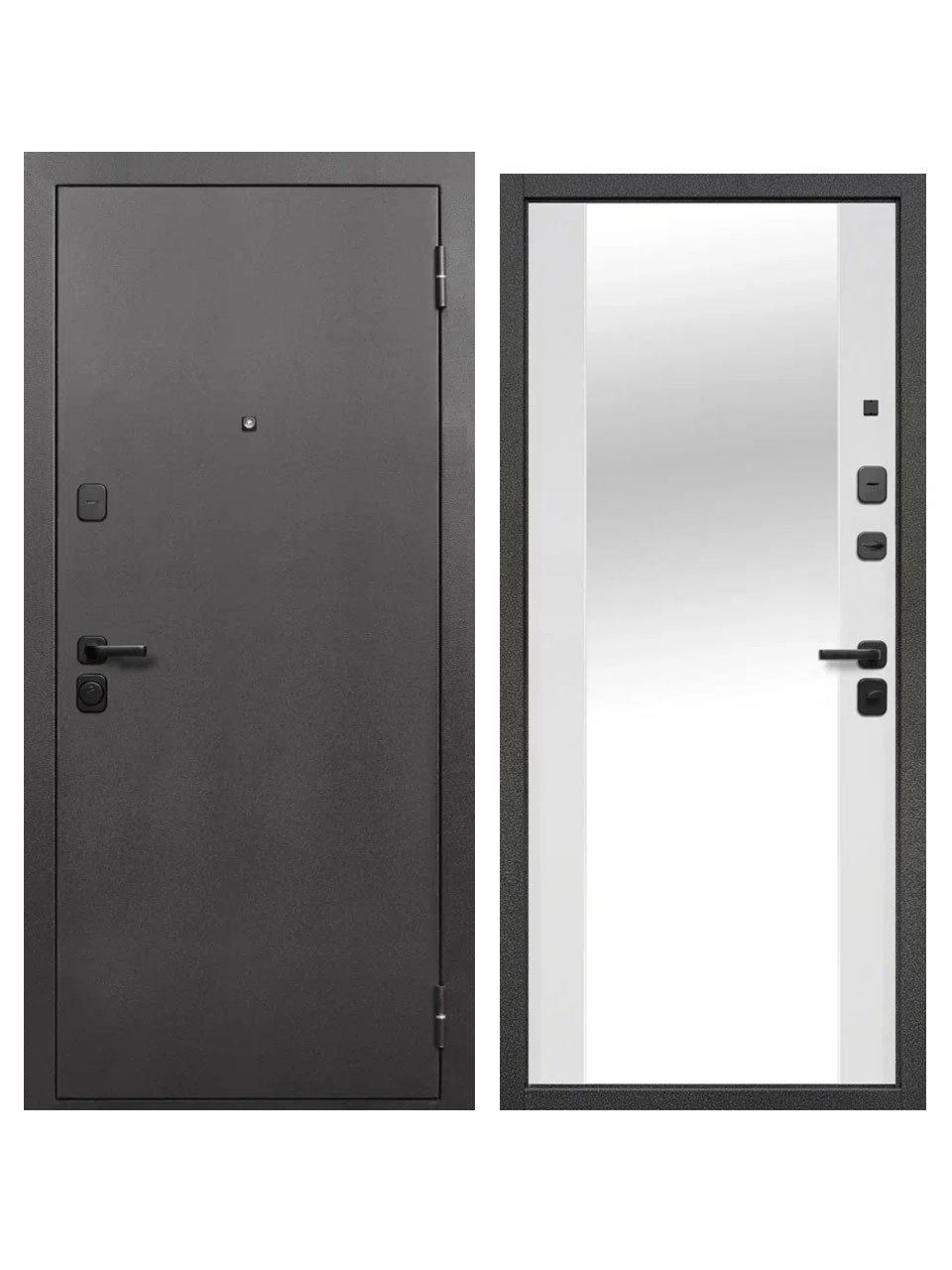 Изображение товара Входная дверь Superlock SL-5 правый 205x86см цвет антик серебро/белый матовый с зеркалом