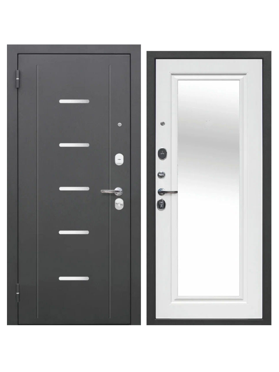 Изображение товара Входная дверь Superlock SL-7 левый 205x96см цвет антик серебро/белый ясень с зеркалом