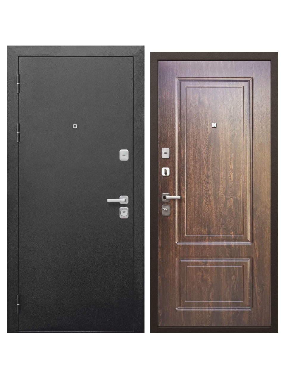 Изображение товара Входная дверь SUPERLOCK SL-15 левый 205x86см Букле черный/Грецкий орех