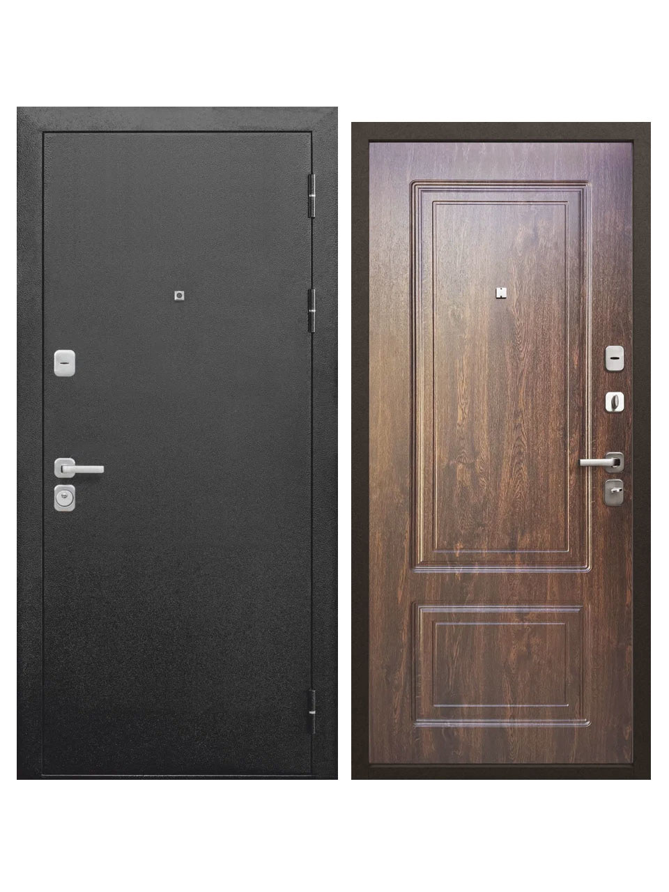 Изображение товара Входная дверь SUPERLOCK SL-15 — 90 мм, букле черный/грецкий орех, 2 замка