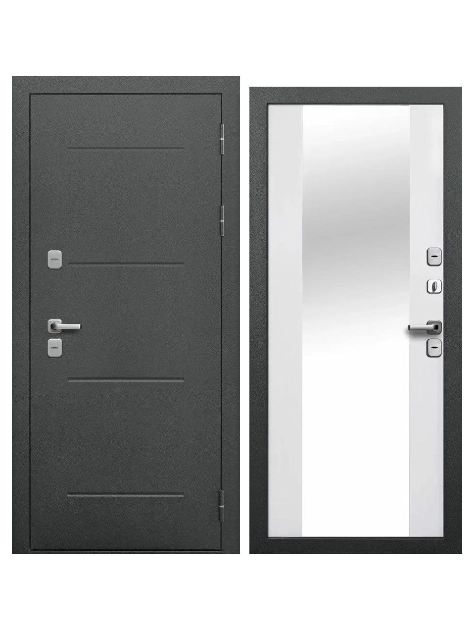 Изображение товара Входная дверь Superlock SL-102, 82x195 см, антик серебро, зеркальная внутренняя отделка