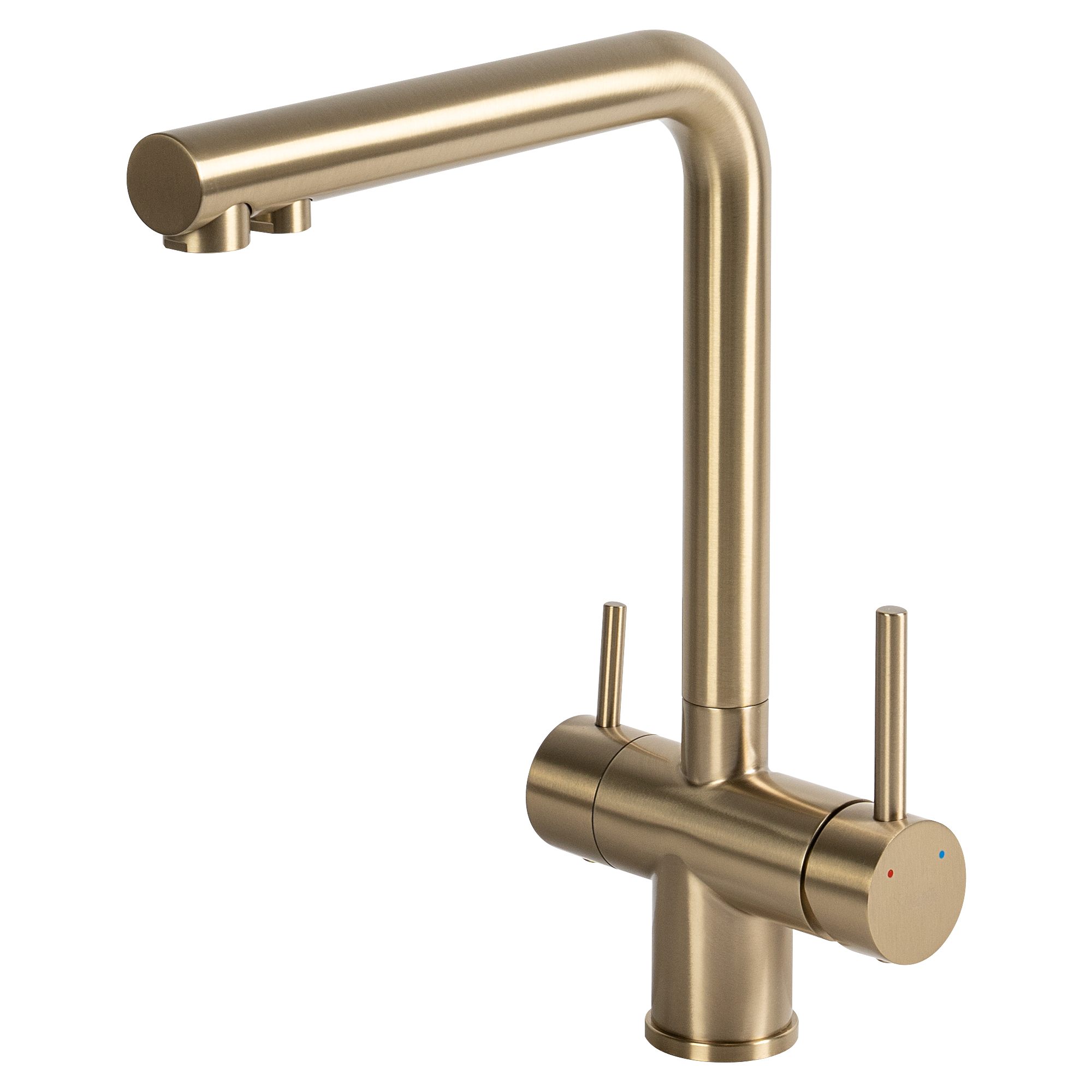 Изображение товара Смеситель для кухни Vidage универсальный золотой с поворотным изливом 30 см