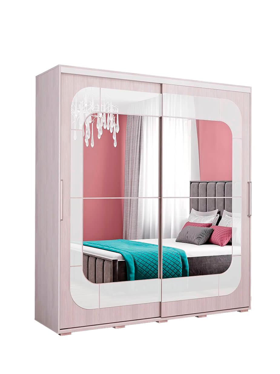 Изображение товара Шкаф-купе Бтс Крафт-7 218x196x59 см 12 полок ясень белый современный стиль