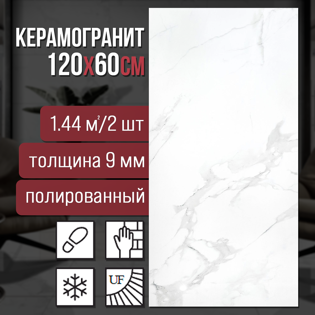 Изображение товара Керамогранит Neodom Hermitage N12003 60x120см цвет белый