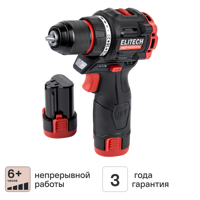 Изображение товара Аккумуляторная дрель-шуруповерт Elitech HD CD12L2 12 В бесщеточная с кейсом
