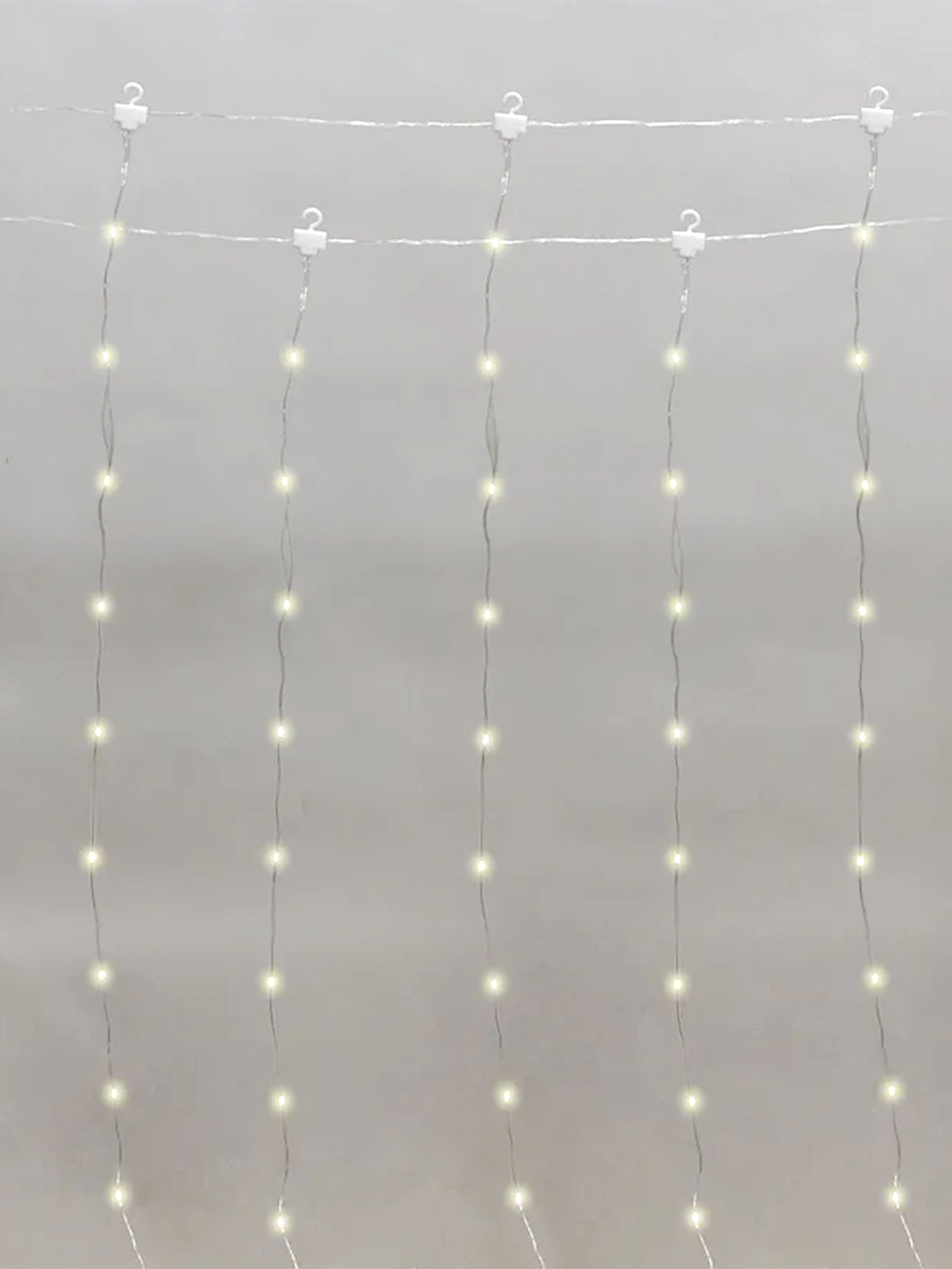 Изображение товара Электрогирлянда светодиодная занавес 3x3 м 300 ламп теплый белый свет 8 режимов