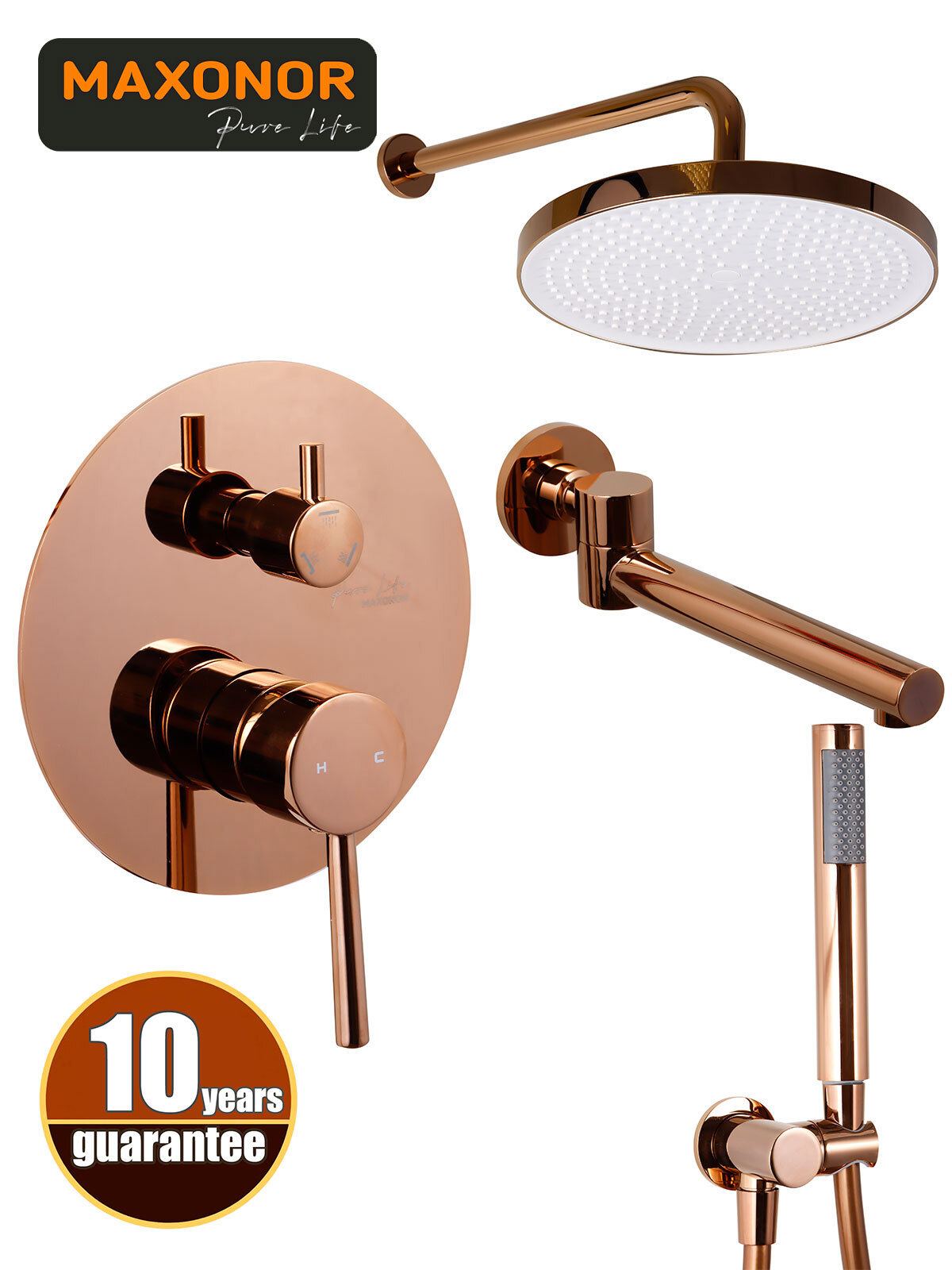 Изображение товара Душевая система скрытого монтажа Maxonor pure life Superior Pl7487 цвет бронза глянцевая