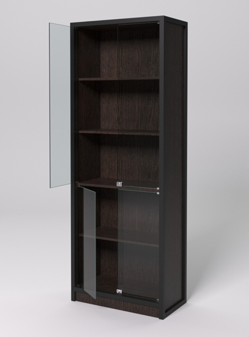 Изображение товара Шкаф-витрина Стронг ШВ-51 в стиле ЛОФТ, дуб венге, стекло, 71x192 см