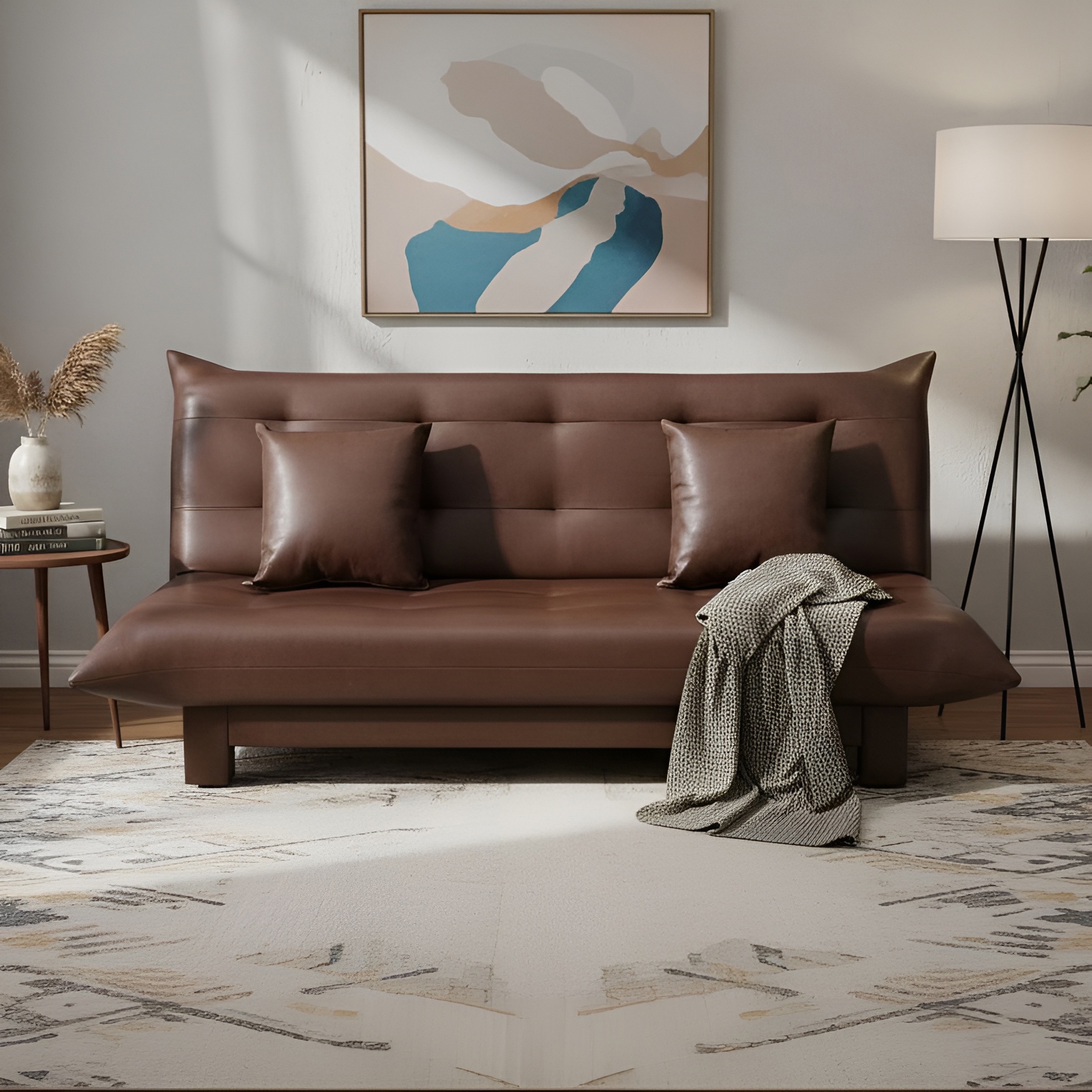 Изображение товара Диван раскладной Edlen 056 202x90x100 см искусственная кожа цвет brown