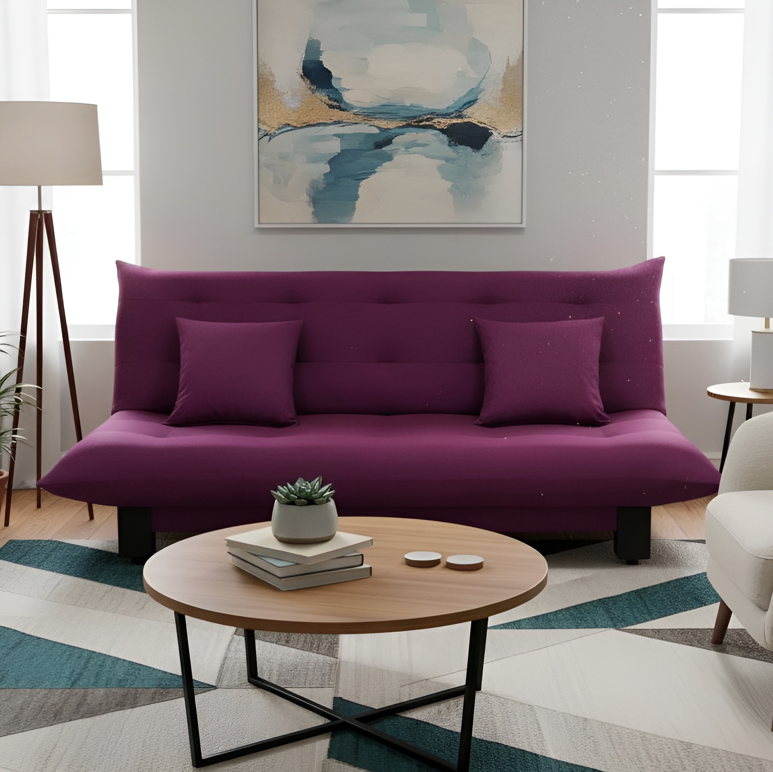 Изображение товара Диван раскладной Edlen 065 202x90x100 см рогожка цвет berry