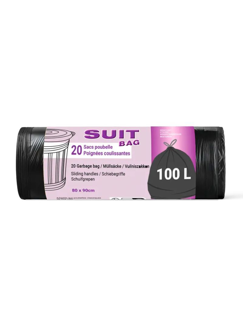 Изображение товара Мешок для бытового мусора Pol` hop Suit 1003 100л 30мкм полиэтилен черный 20шт Изображение товара Мешок для бытового мусора Pol` hop Suit 1003 100л 30мкм полиэтилен черный 20шт