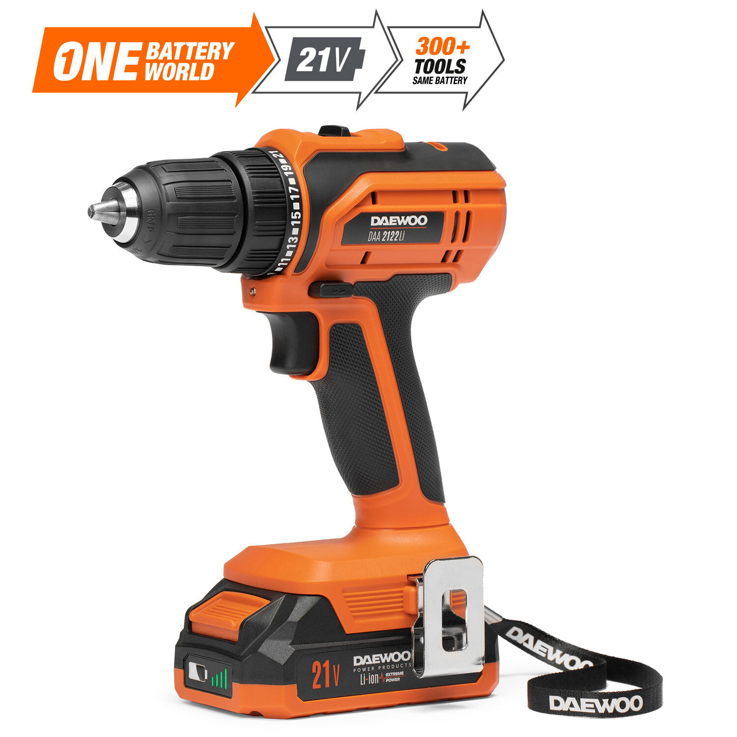 Изображение товара Дрель-шуруповерт аккумуляторная Daewoo DAA 2122Li Set, 21 В Li-Ion 2x2 Ач