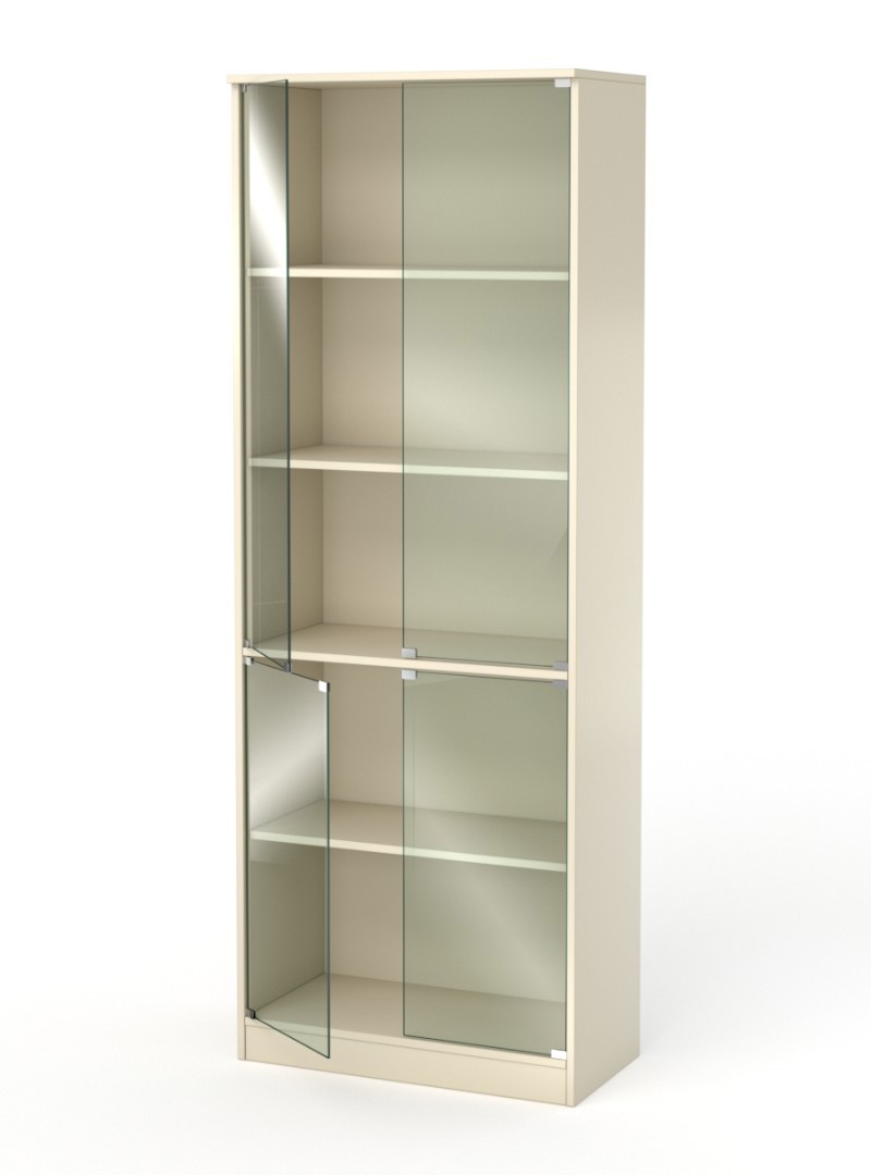 Изображение товара Шкаф-витрина 71x192 см ШВ-51 цвета крем вайс для офиса