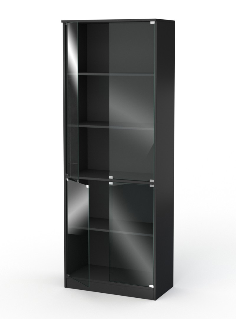 Изображение товара Офисный шкаф-витрина 71x192 см Черный ЛДСП ШВ-51