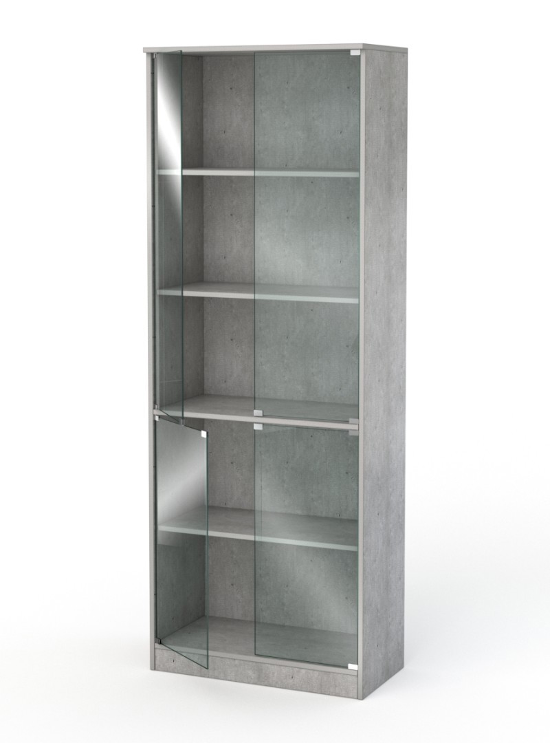 Изображение товара Шкаф-витрина офисный 71x192 см ШВ-51 с 4 регулируемыми полками и стеклянной дверцей