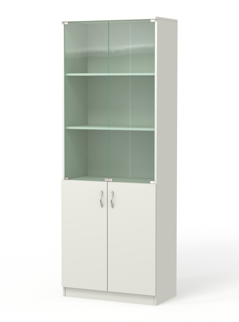 Изображение товара Шкаф-витрина 71x192 см ЛДСП белый с остеклёнными дверцами