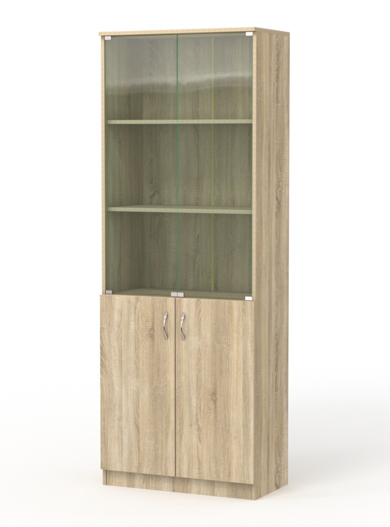 Изображение товара Шкаф-витрина офисный с остеклёнными дверцами 71x192 см дуб сонома