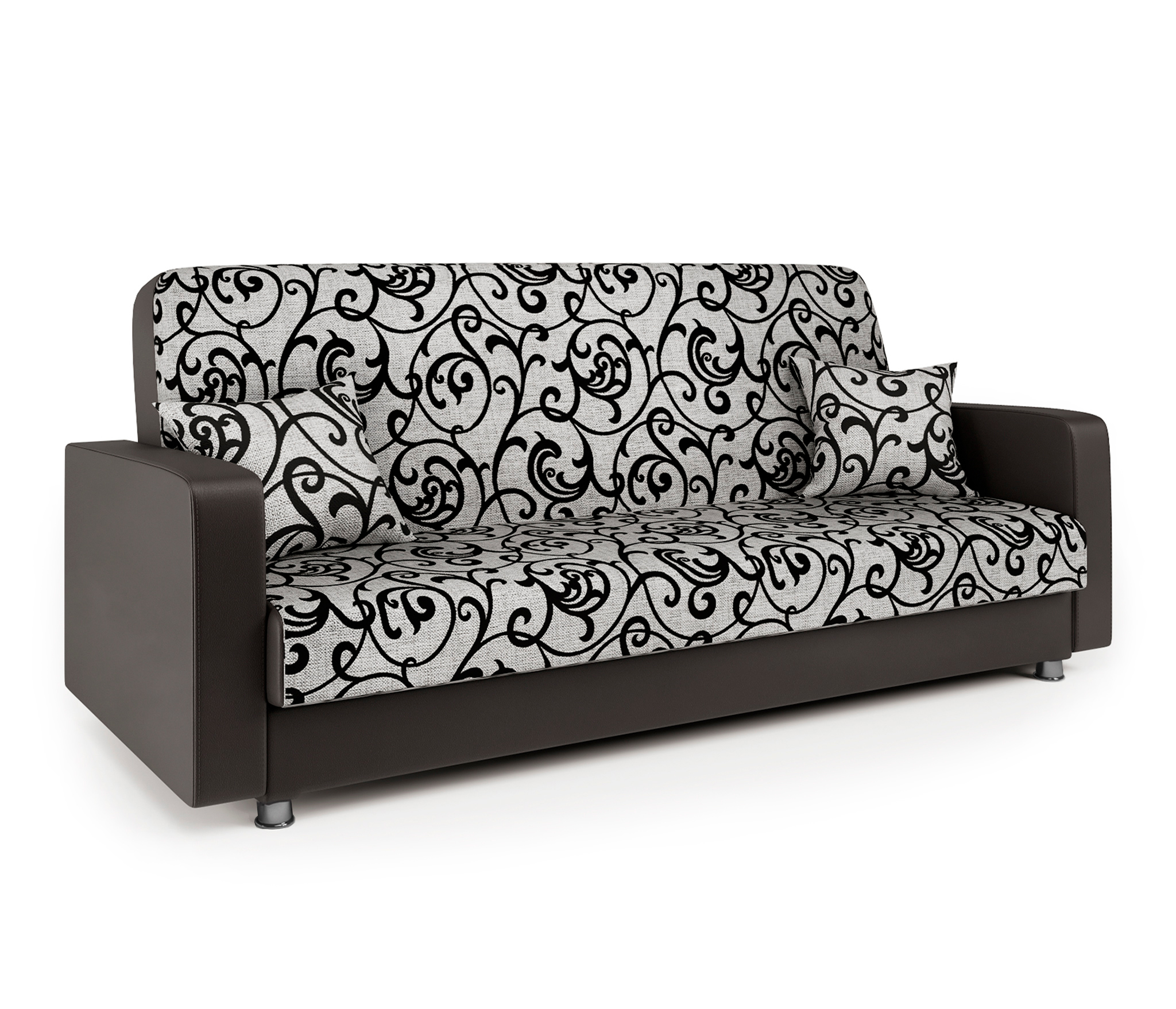 Изображение товара Диван раскладной Гамма Мелодия 215x90x90 см шенилл цвет шоколад/серый с узорами