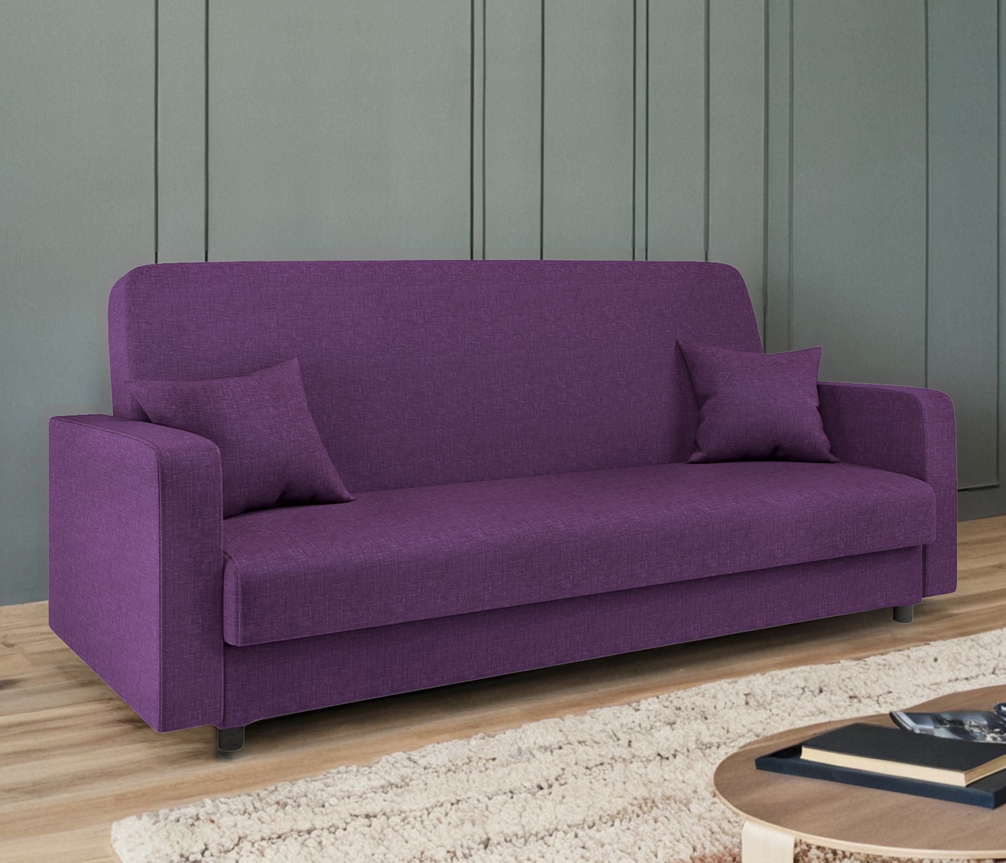 Изображение товара Диван раскладной Гамма Мелодия 215x100x100 см фиолетовый рогожка