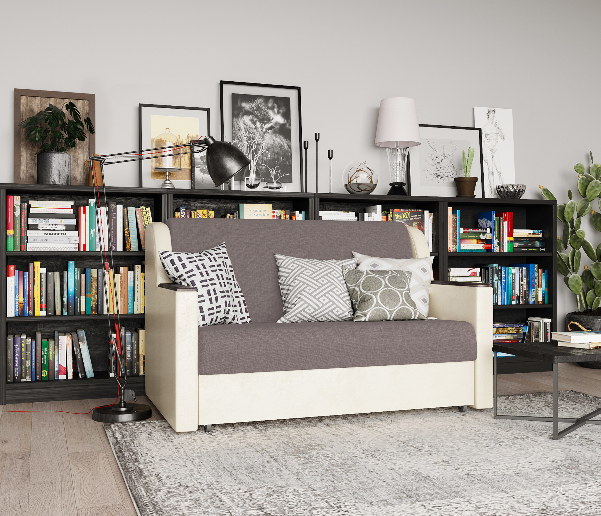 Изображение товара Диван раскладной Гамма Аккорд Д 140x95x110 см рогожка латте бежевый