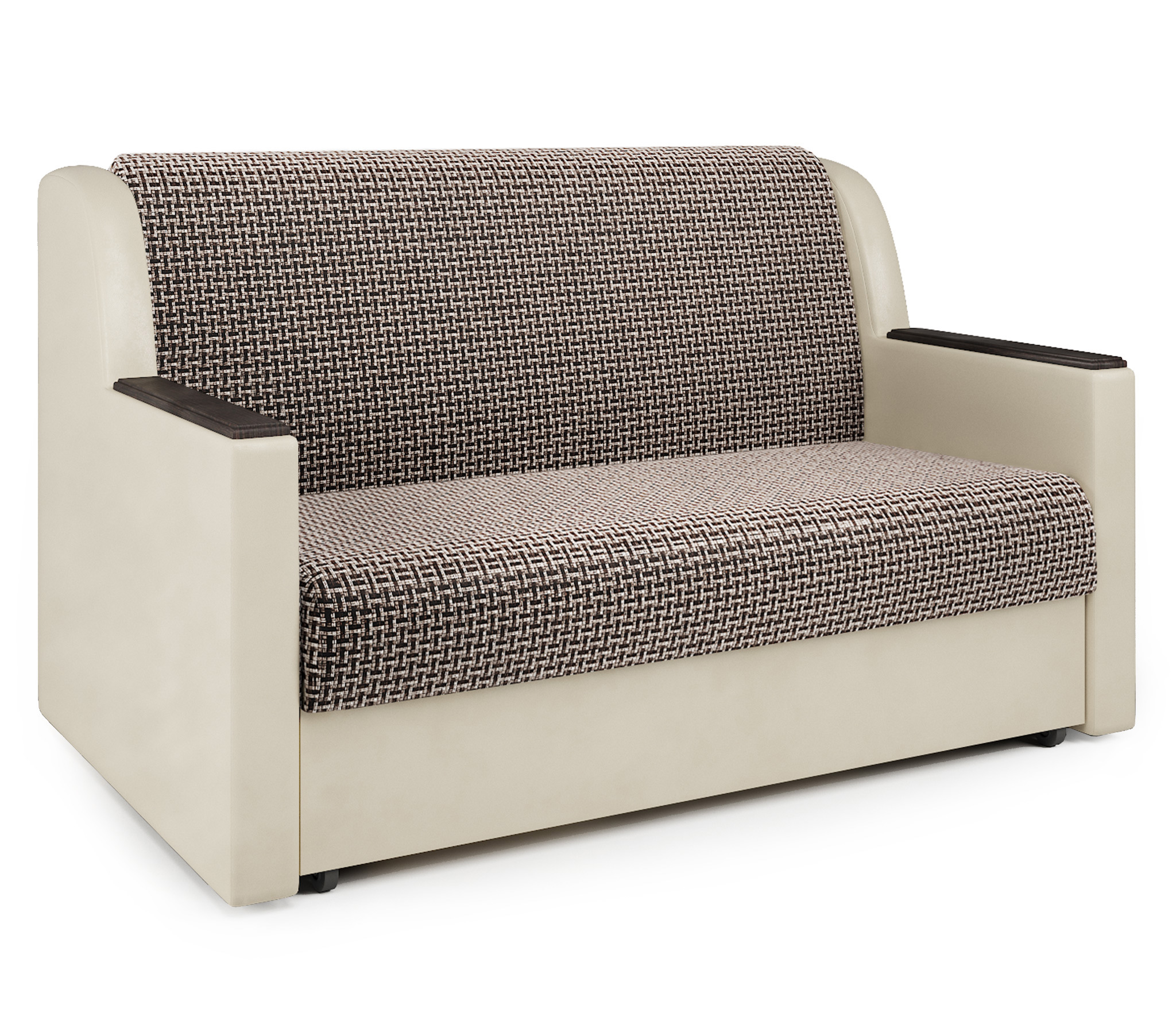 Изображение товара Диван раскладной Гамма Аккорд Д 160x95x110 см рогожка корфу/экокожа цвет коричневый/бежевый