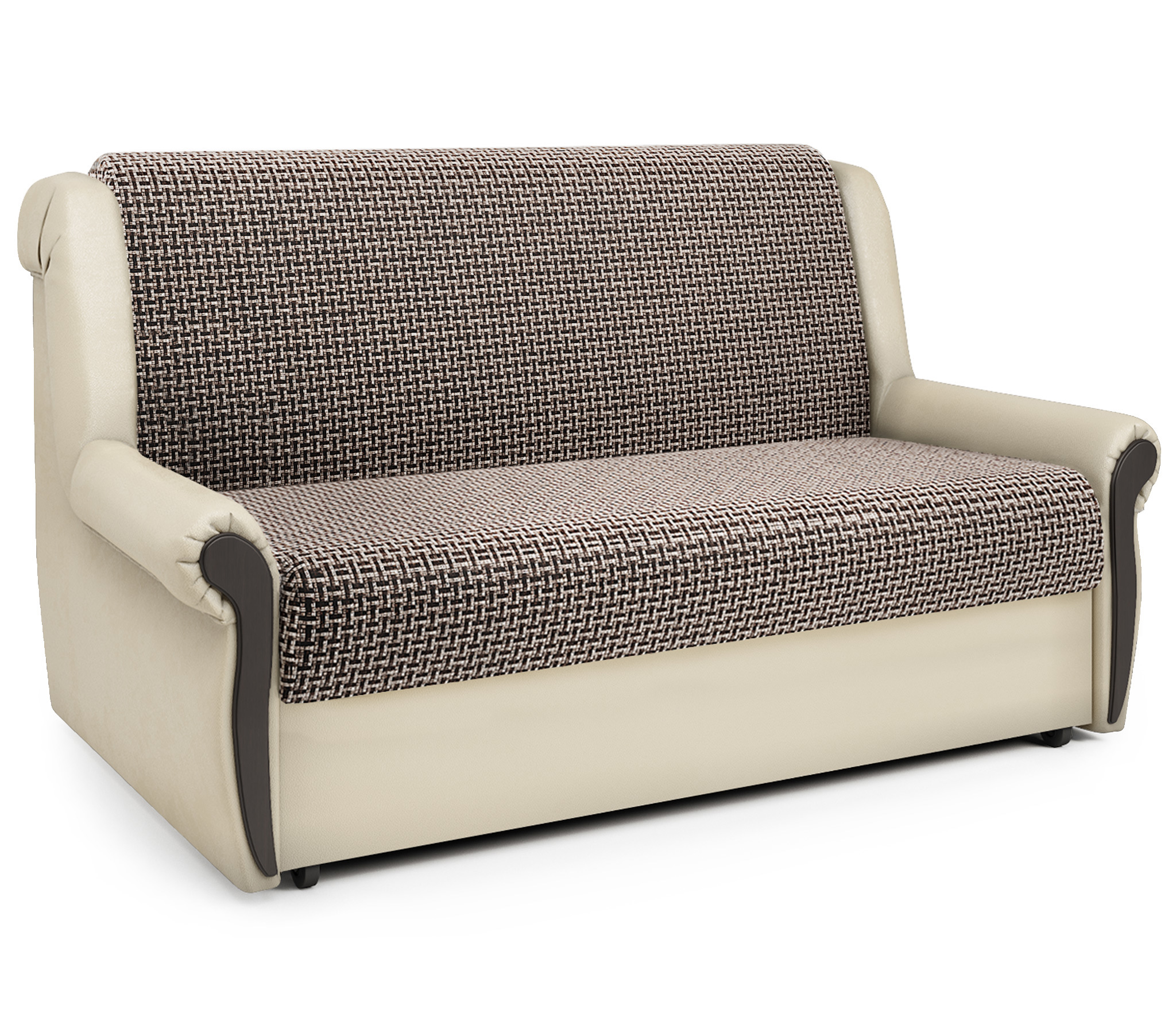 Изображение товара Диван раскладной Гамма Аккорд М 130x95x110 см рогожка корфу/экокожа цвет коричневый/бежевый