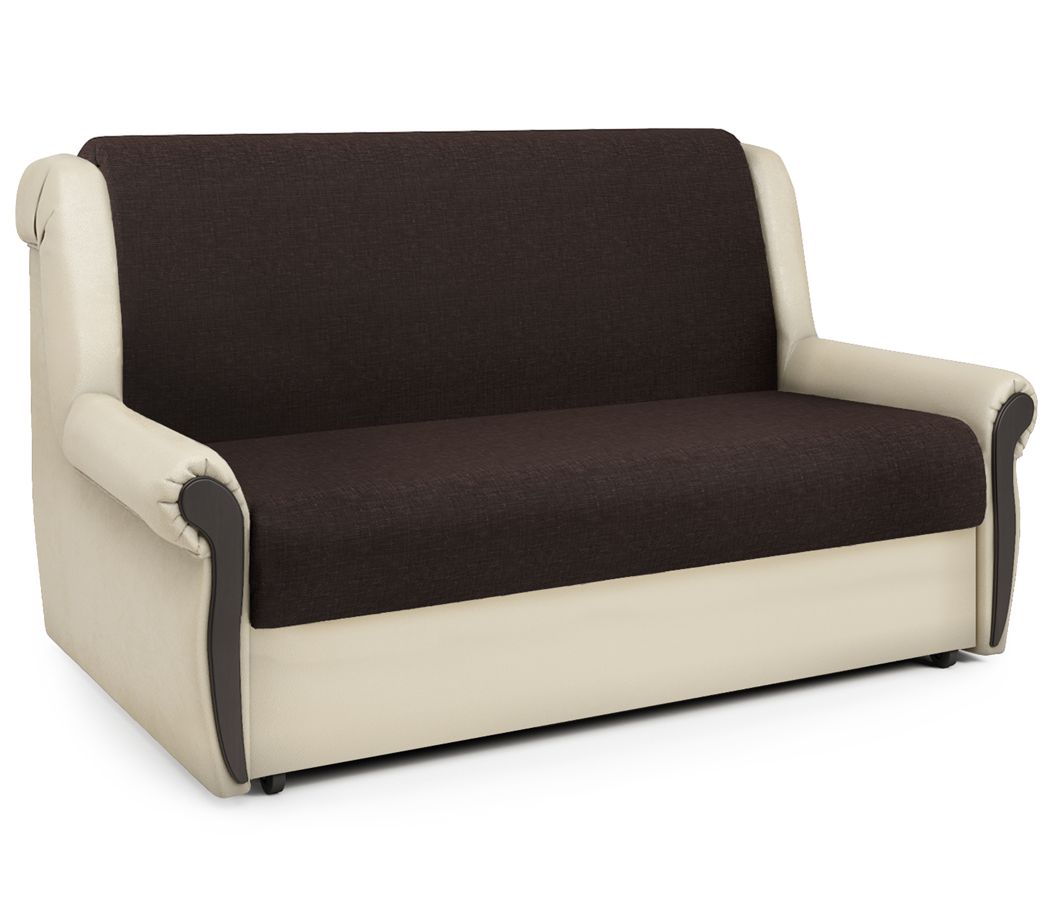 Изображение товара Диван раскладной Гамма Аккорд М 150x95x110 см рогожка/экокожа цвет шоколад/бежевый