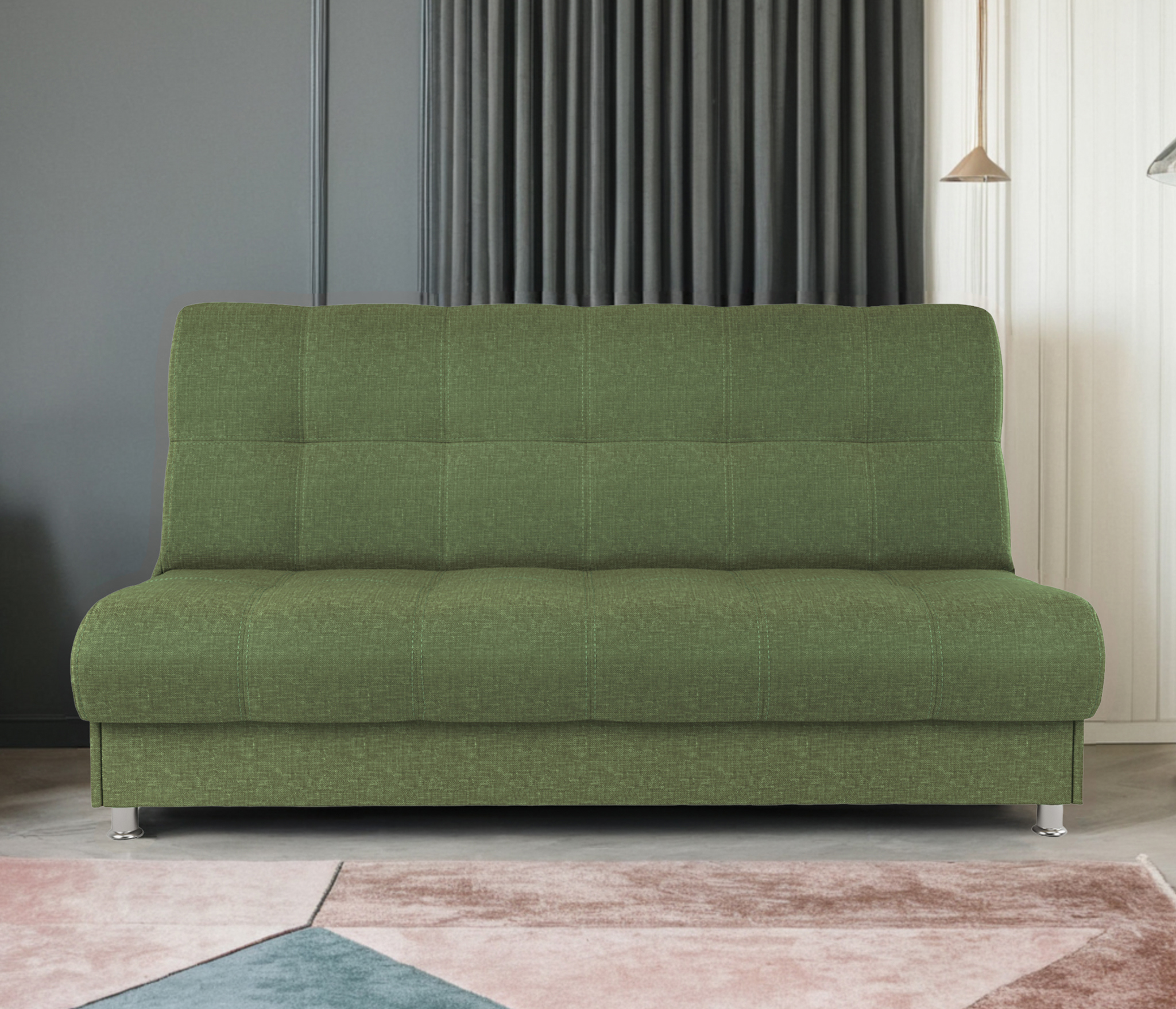 Изображение товара Диван раскладной Гамма 198x91x90 см с бельевым ящиком зеленый