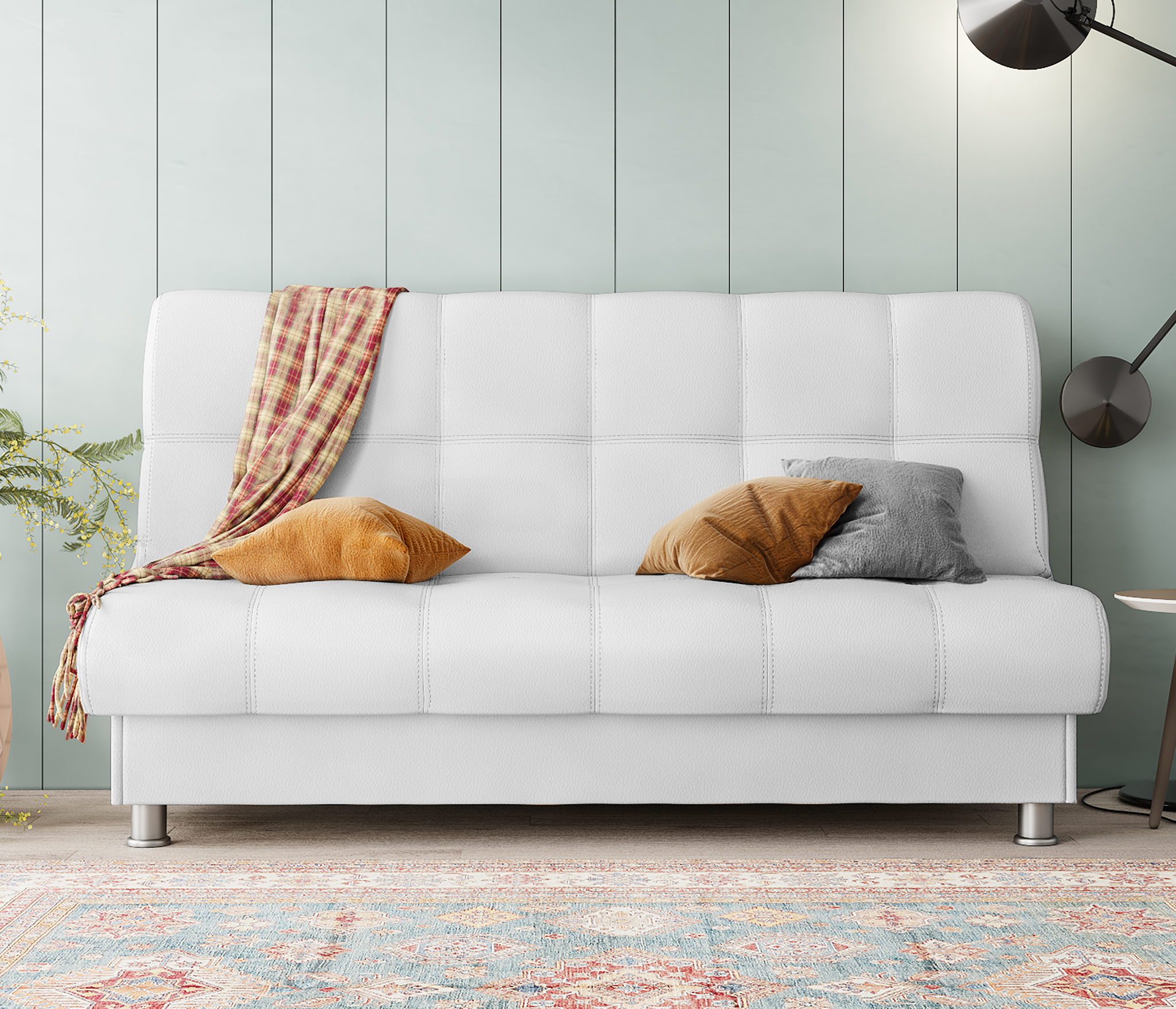 Изображение товара Диван раскладной Гамма с ящиком белый искусственная кожа 198x91x90 см