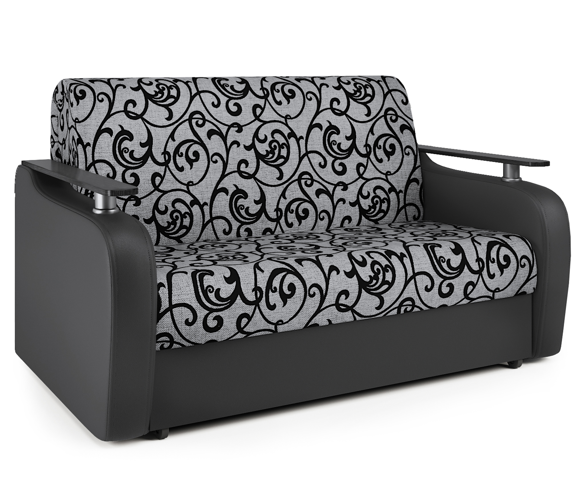 Изображение товара Диван раскладной Гамма Гранд Д 164x95x110 см шенилл черный / серый с узорами