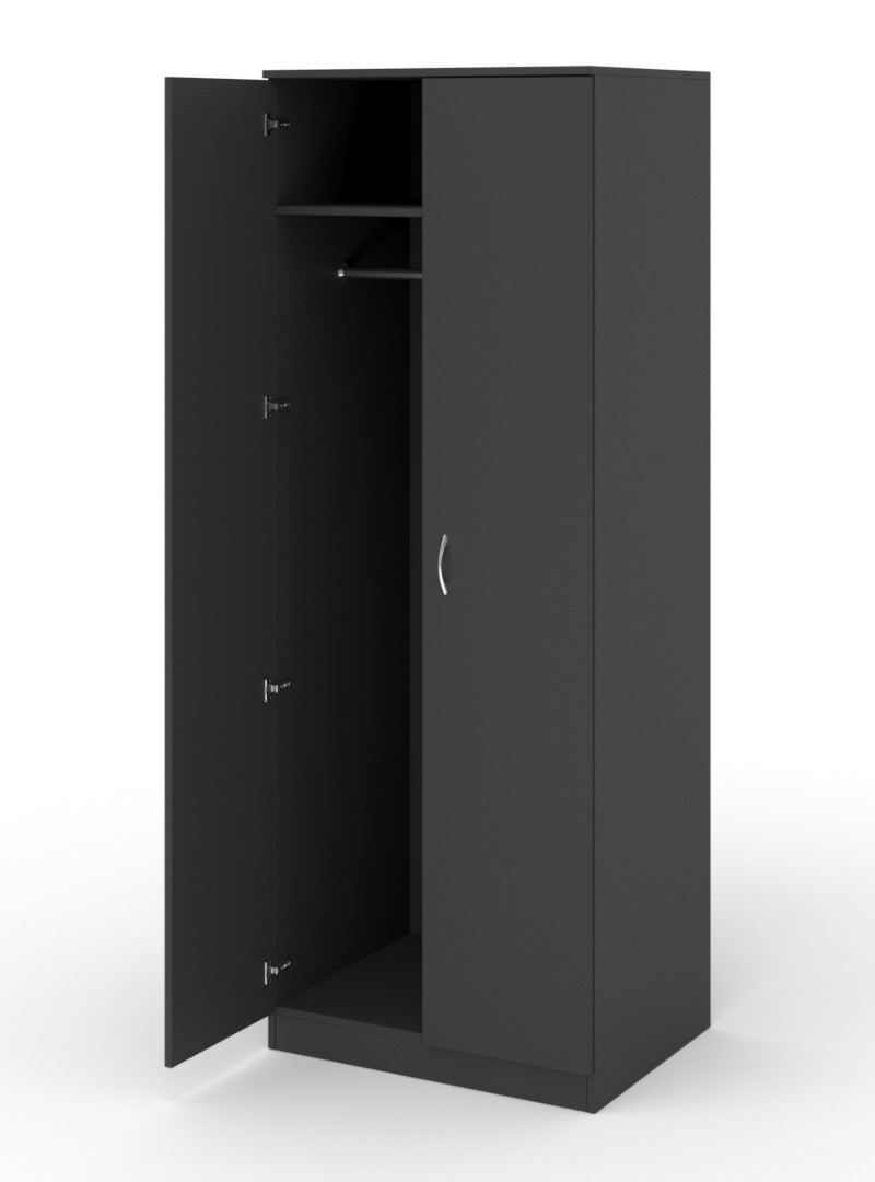 Изображение товара Шкаф распашной с 2 дверями ШО-32 192x71x56 см ЛДСП черный офисный шкаф