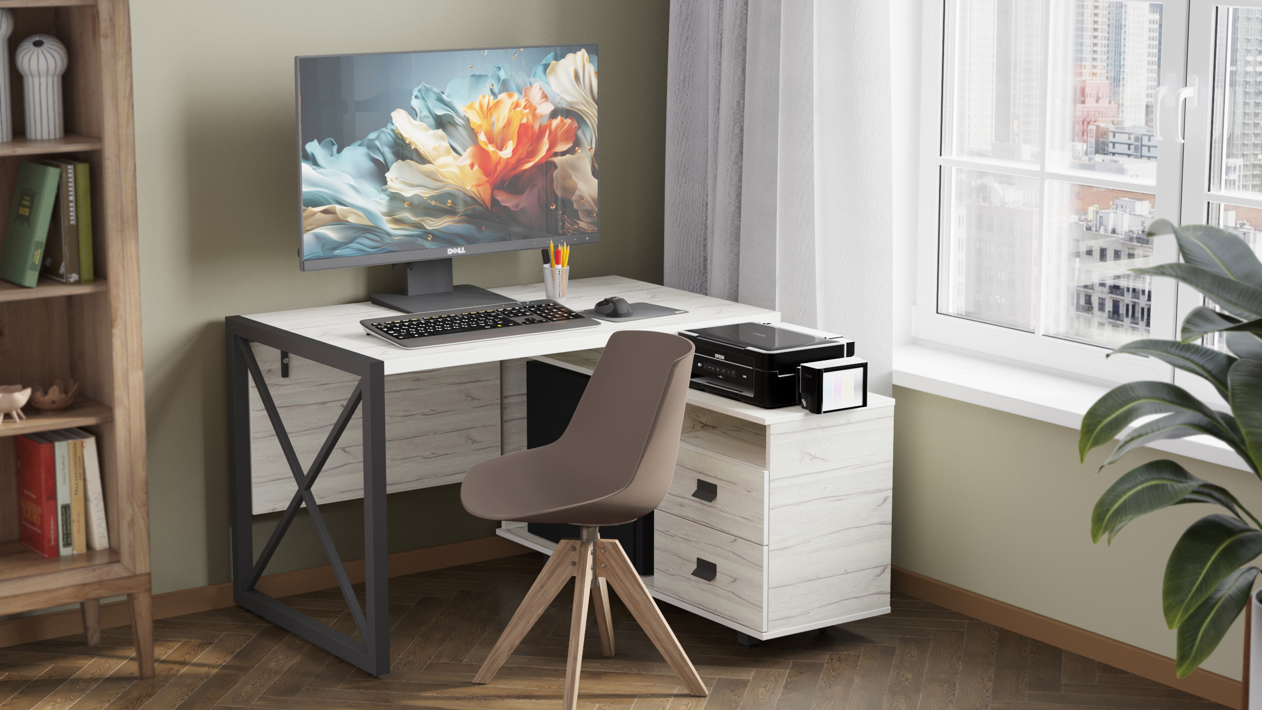 Изображение товара Письменный стол Хардвиг из металла 120x75 см серый для офиса и дома