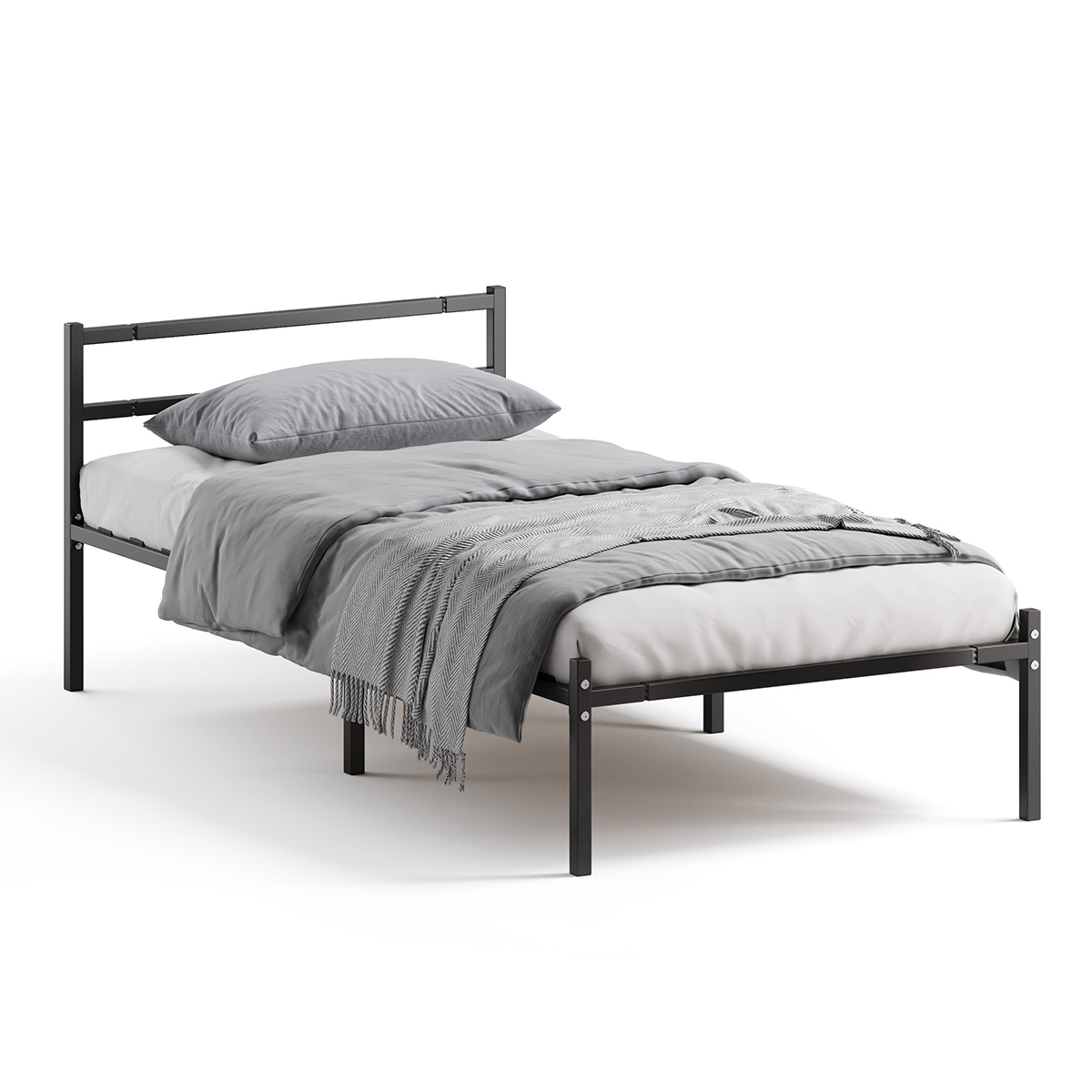 Изображение товара Кровать Домаклево Лофт Черный 90x72.50x190 см Металл цвет черный ftk-90-ch-190