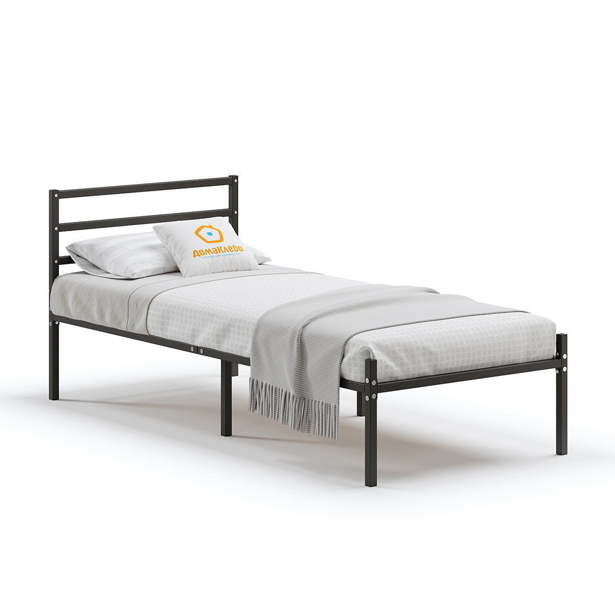 Изображение товара Кровать Домаклево 80x190 см металлическая односпальная черный стиль Лофт