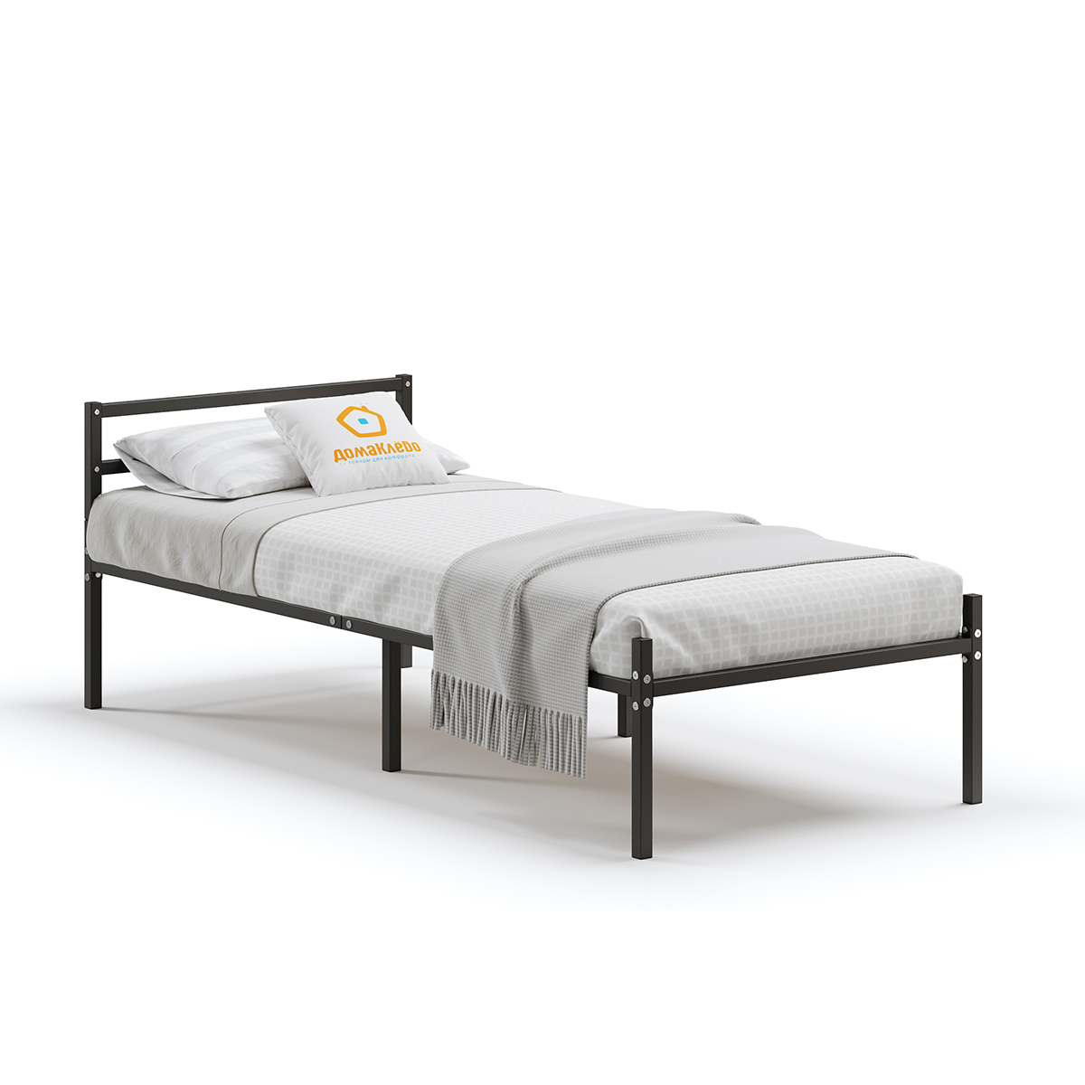 Изображение товара Кровать Домаклево Металика 80x200 см с металлическим изголовьем и съемными спинками, Россия
