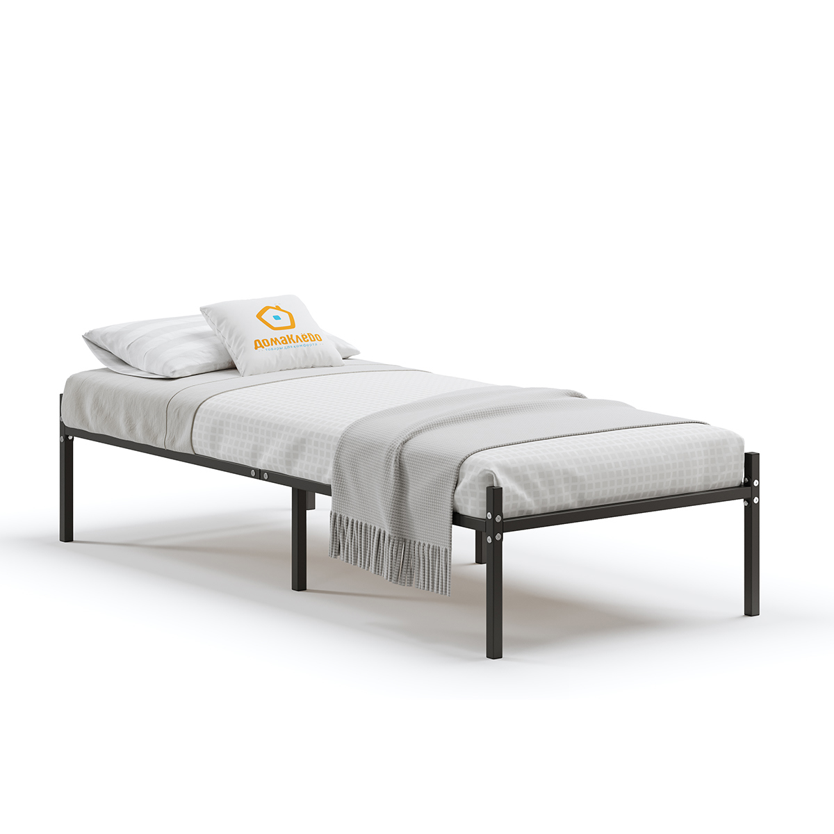 Изображение товара Металлическая кровать Домаклево 90x190 см черный разборная стиль Лофт