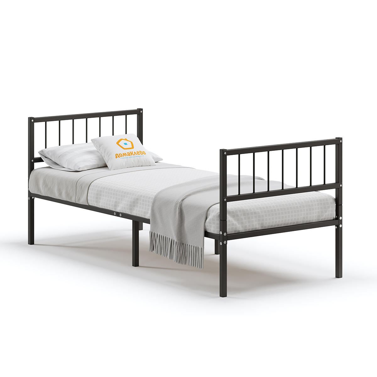 Изображение товара Металлическая кровать Домаклево 80x190см с съемными изголовьями и ножками