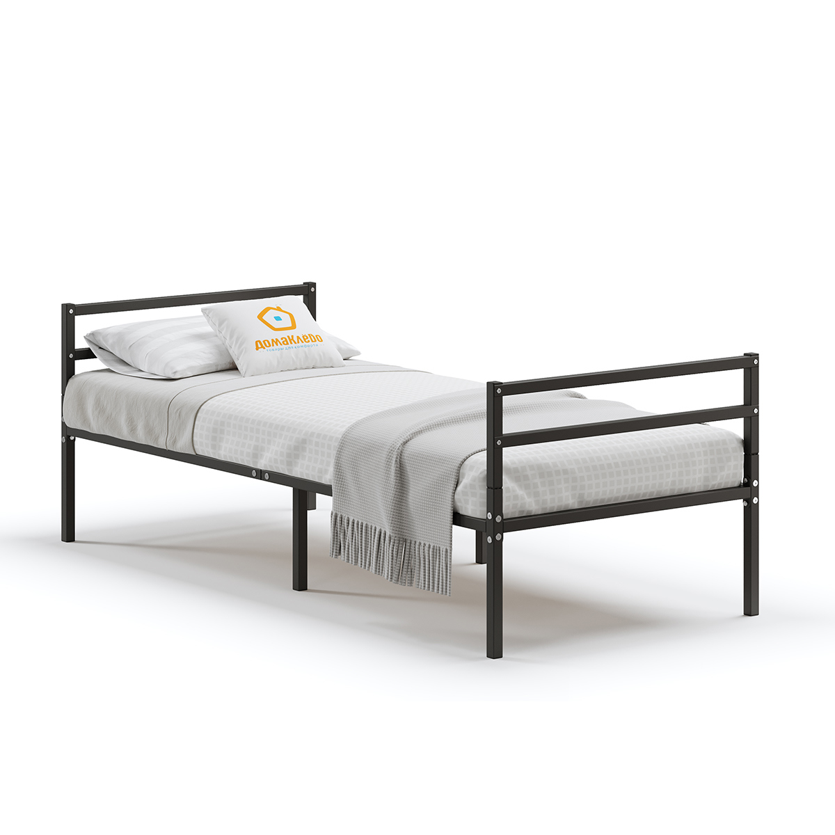 Изображение товара Металлическая кровать Домаклево односпальная 80x190 черный стиль Лофт