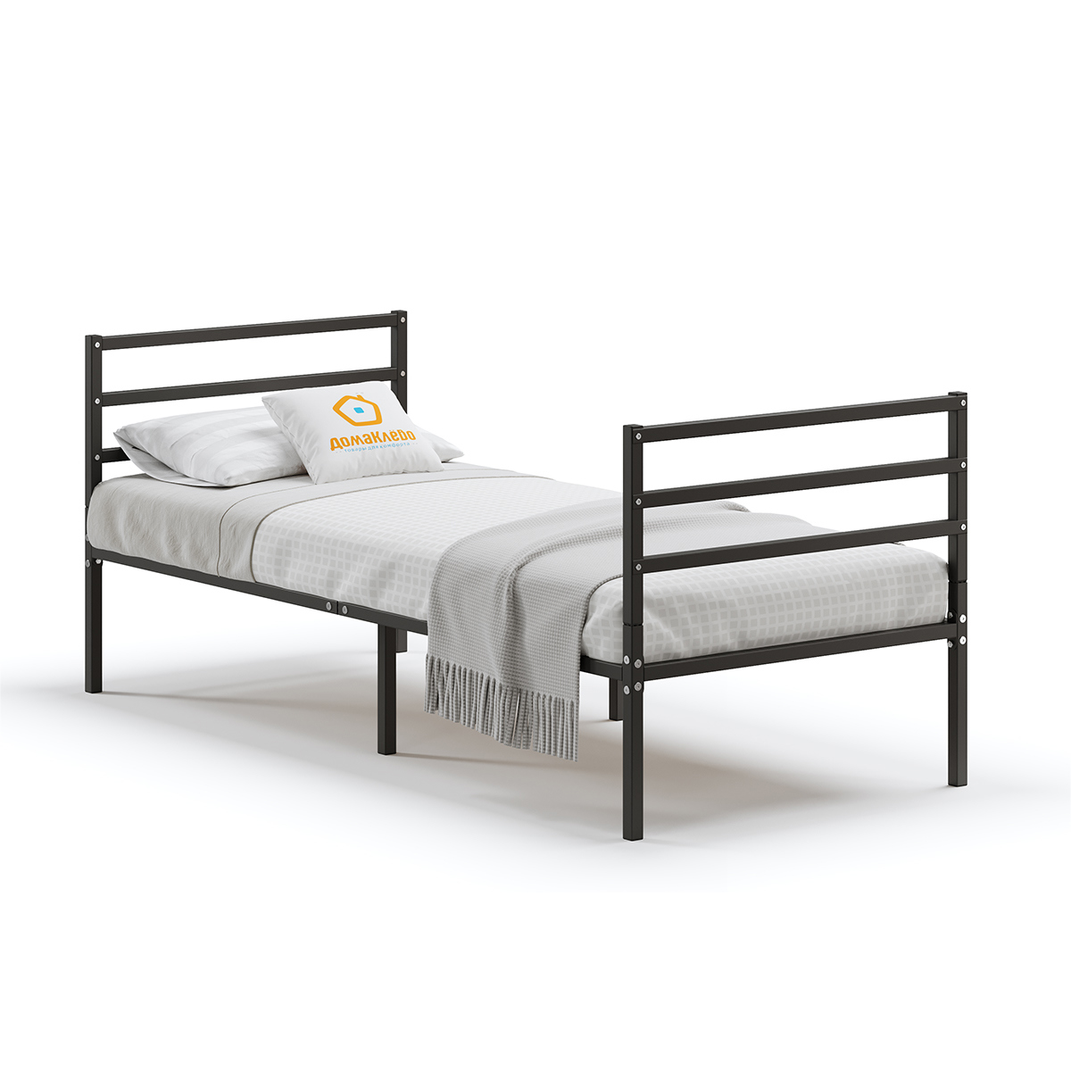 Изображение товара Кровать ДомаКлёво Односпальная Металлическая 80x190 см Черная