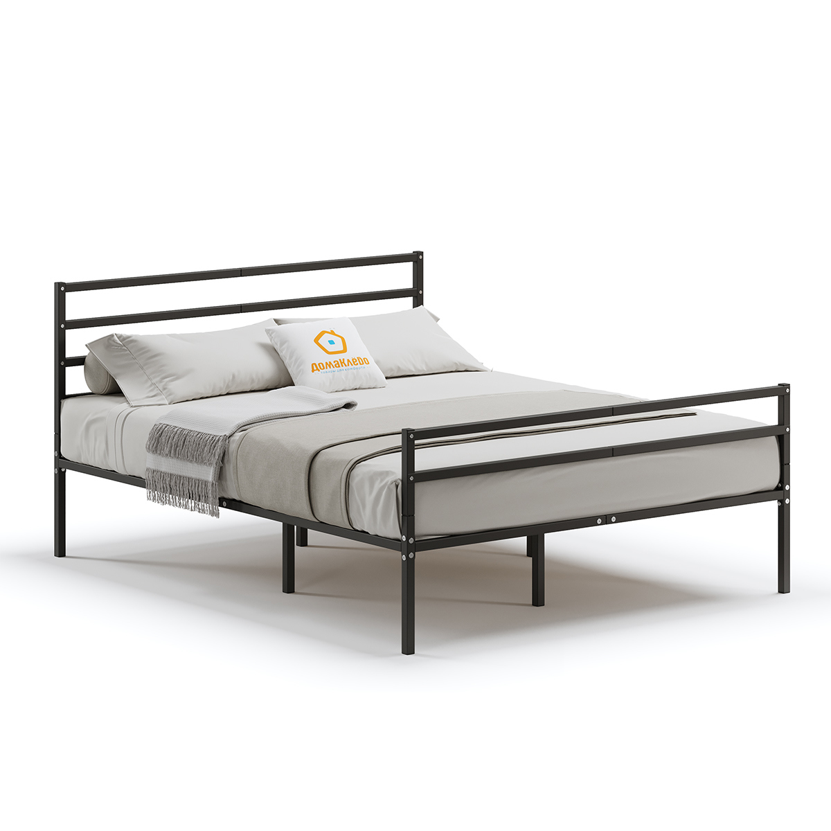 Изображение товара Кровать Домаклево 120x190 см металлическая со сменным изголовьем черная
