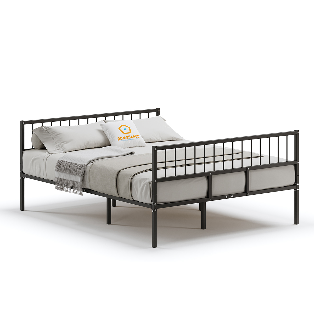Изображение товара Кровать Домаклево Металика 120х200 см с изножьем черная